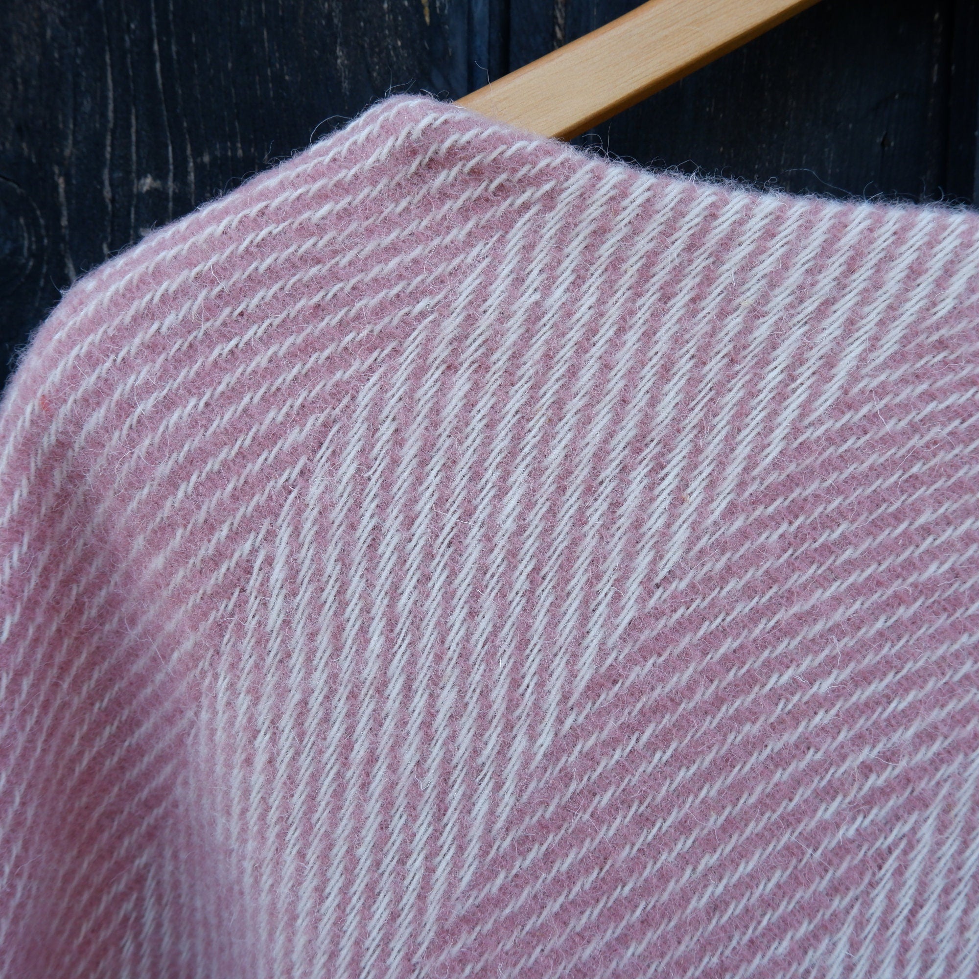 Pink Wool Poncho - Hooded Wool Blanket Cape With Fringes, Comfortable Outdoor Wear