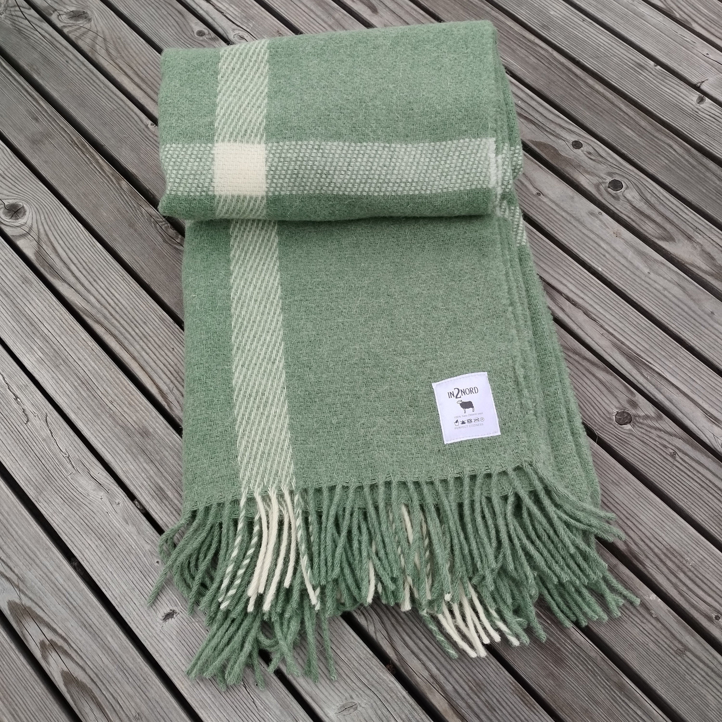 Wool Blanket – Scandinavian Throw | Thick Picnic Blanket | Green Wool Throw For Cozy Home