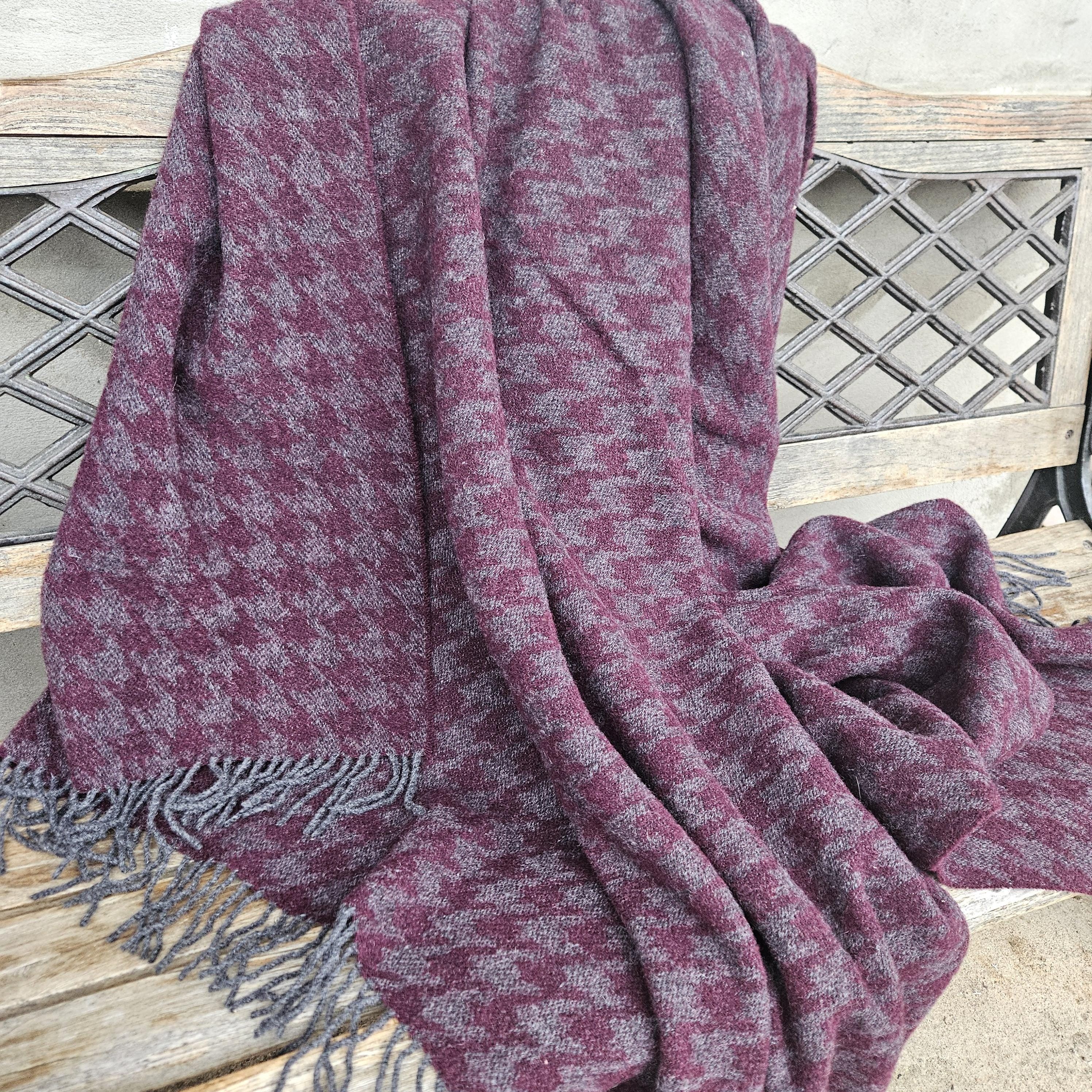 Wool Blanket dogstooth | Scandinavian hygge | Wool Bedspread Sofa Couch Plaid | Warm Thick Blanket Picnic Camping | Housewarming gift