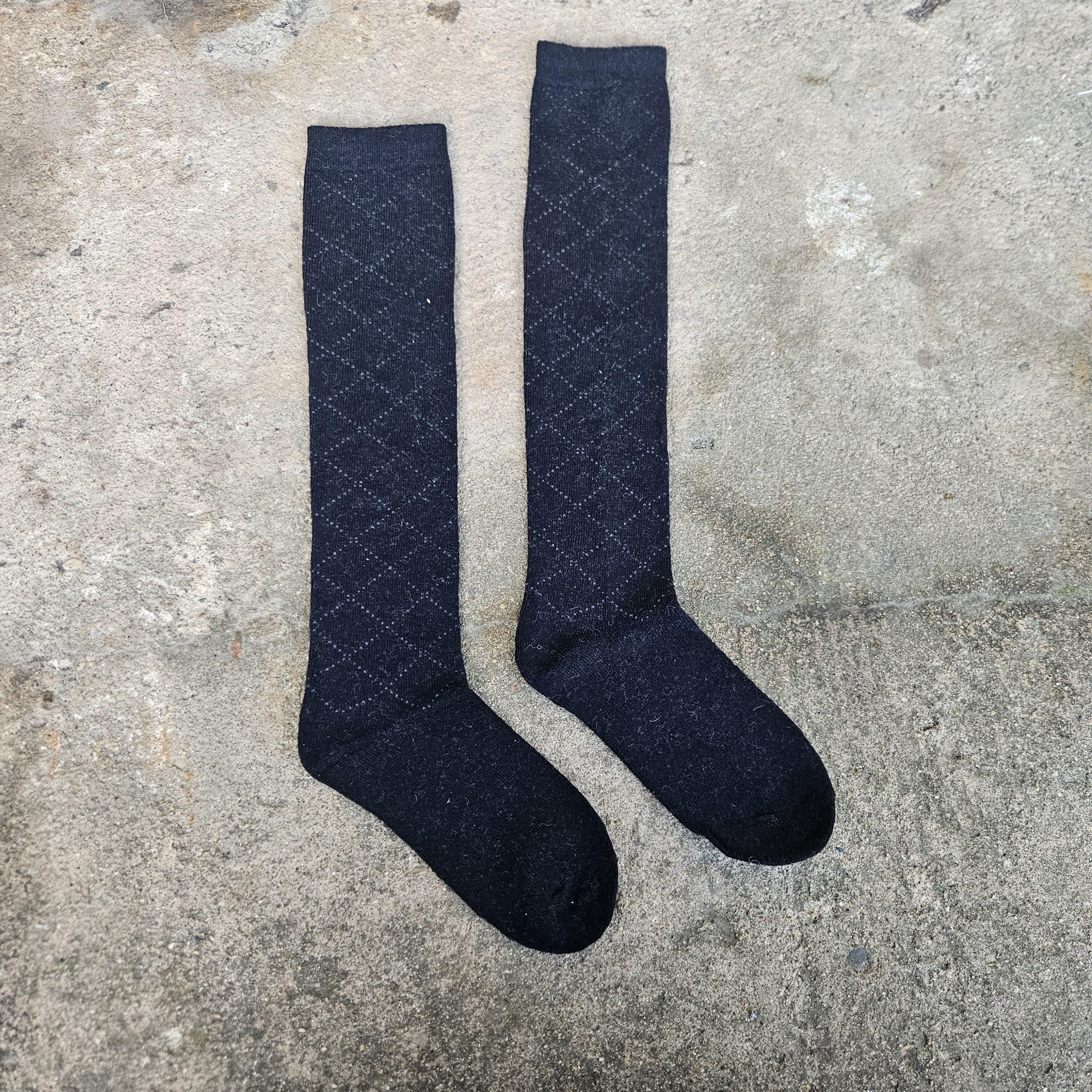 Merino Wool Socks - Knee Long Warm Wool Socks With Nordic Reindeer Design