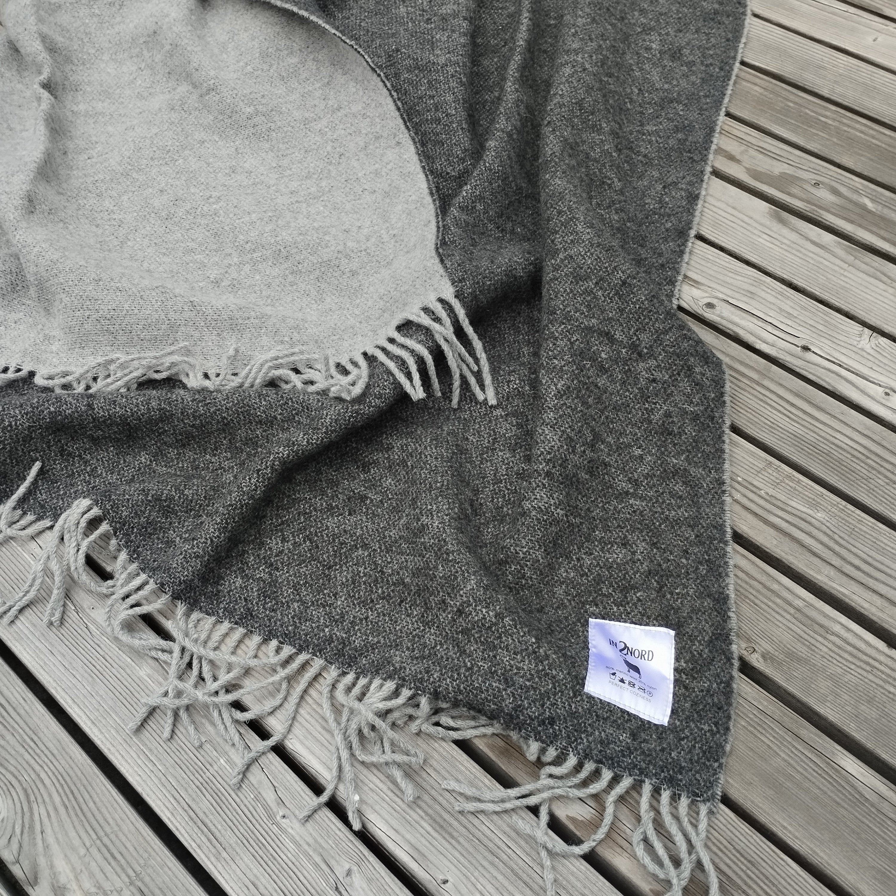 Merino Wool Throw - Reversible Wool Blanket | Soft Warm Bedspread for Cozy Home