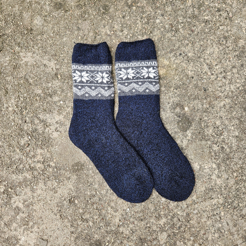 Alpaca Wool Socks NORDIC STAR – Diabetic Non Binding Top | Wide Fit Thick Wool Socks