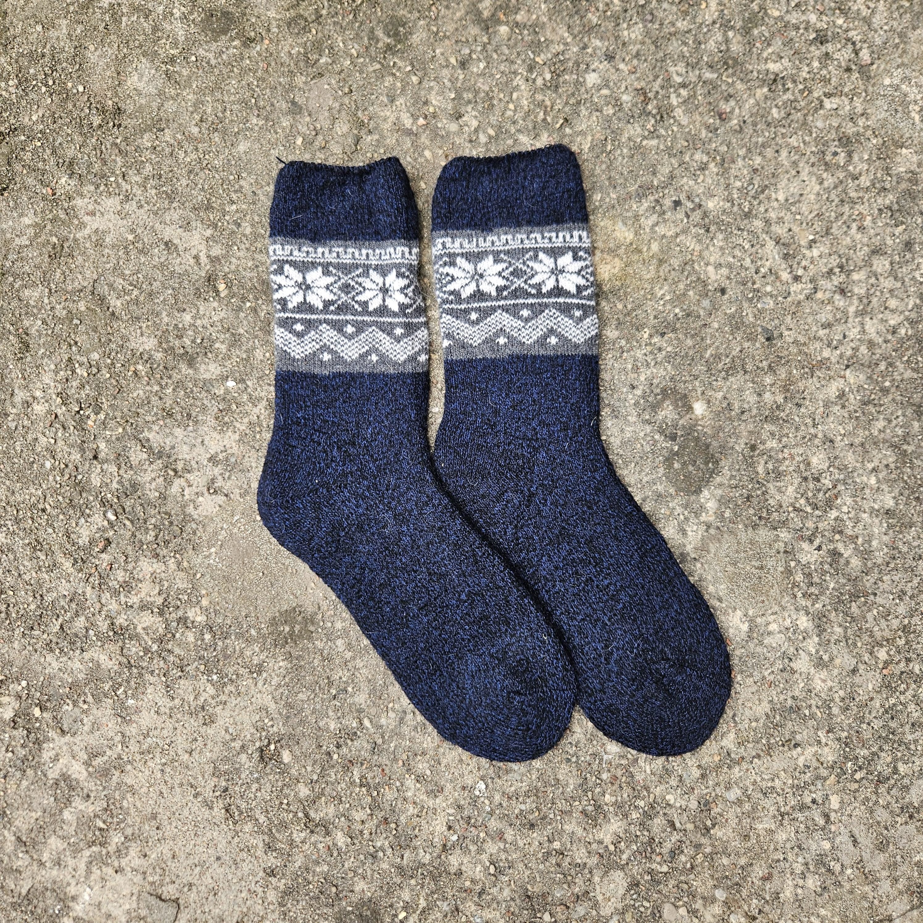 Alpaca Wool Socks NORDIC STAR – Diabetic Non Binding Top | Wide Fit Thick Wool Socks