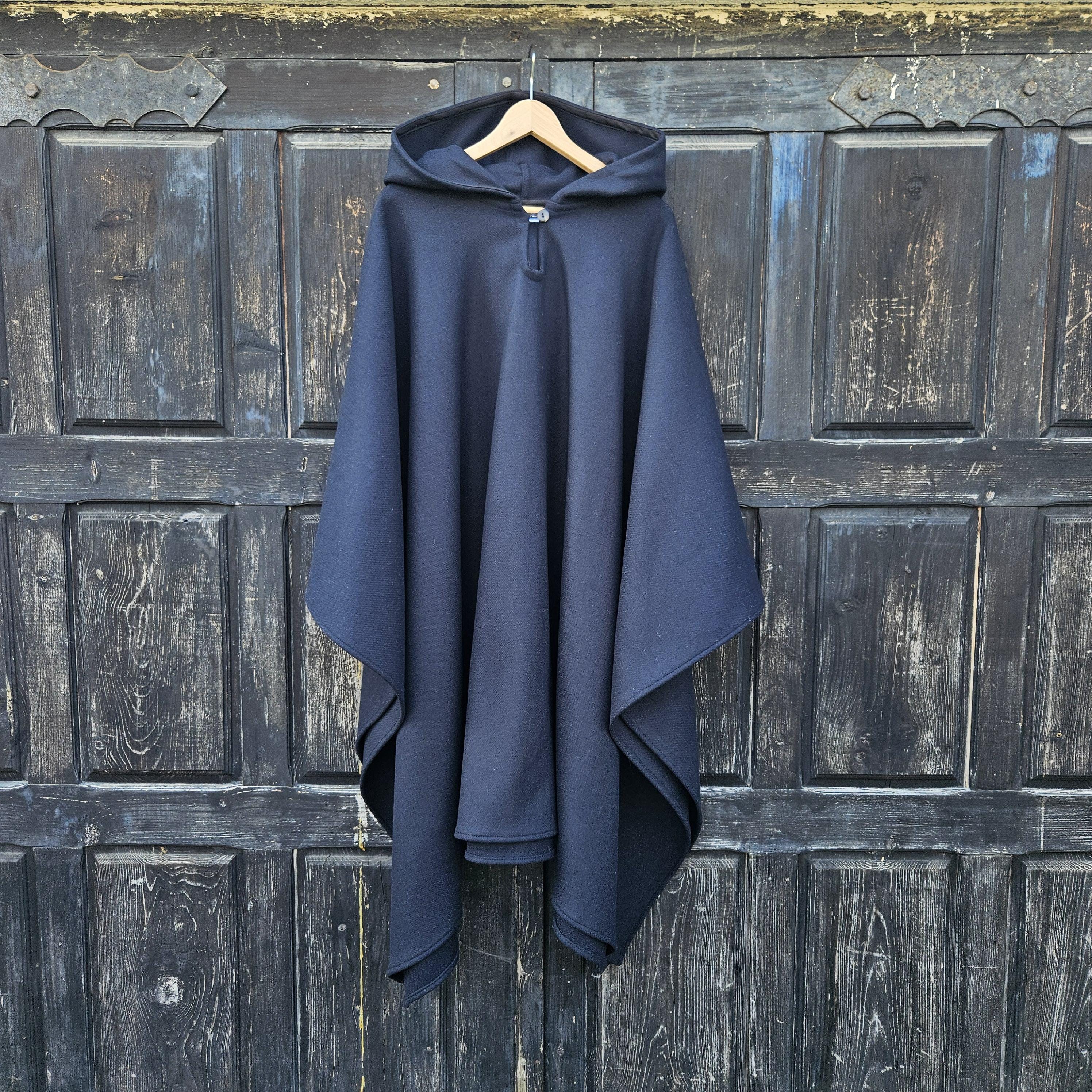 Wool Poncho – Comfortable Unisex Ruana Cape | Green Wool Blanket Shawl, Hooded or Without Hood