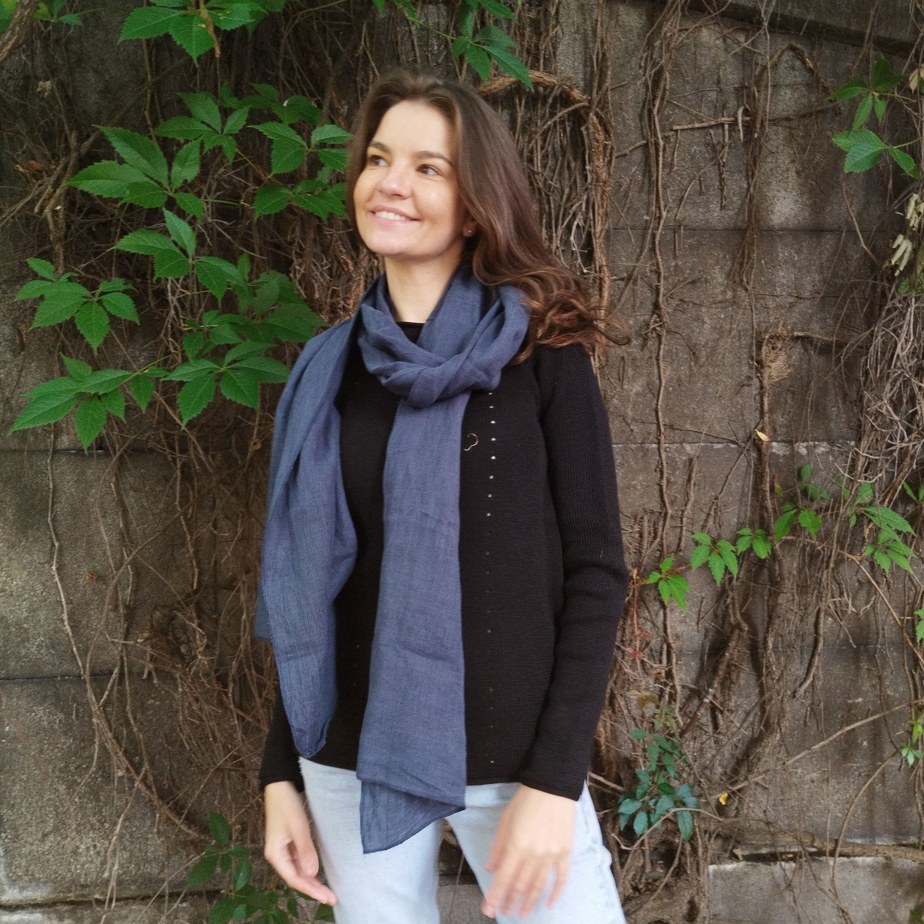 Linen Scarf – Large & Skinny Unisex Sheer Gauze Wrap | Eco Friendly Flax Stole