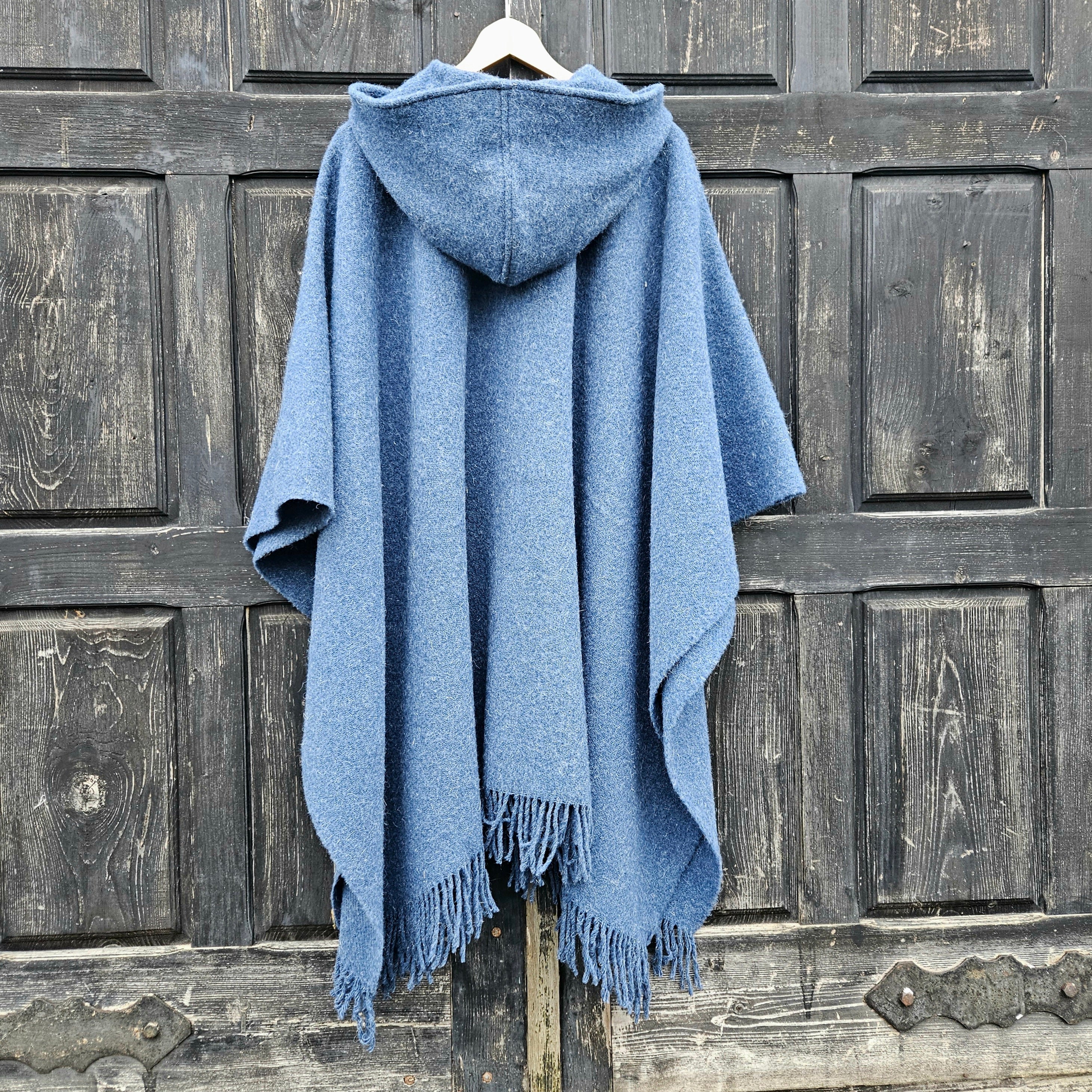 Wool Poncho - Unisex Ruana Cape | Grey Wool Blanket | Comfortable Cloak With Or Without Hood