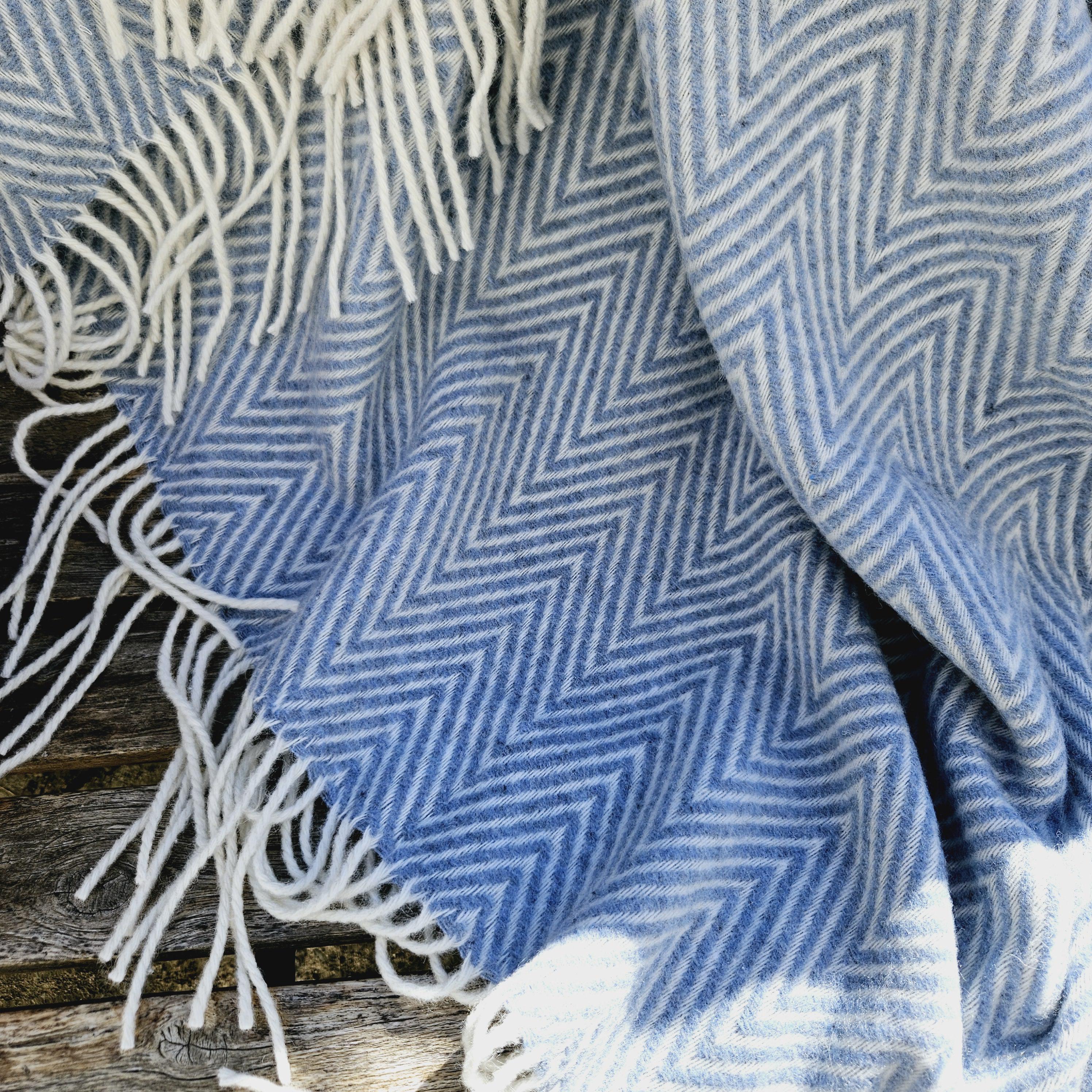 Lambswool Blanket – Warm Winter Wool Throw With Herringbone Plaid Design