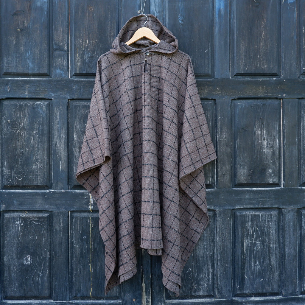 Wool Poncho - Unisex Ruana Cape With Hood | Purple Wool Blanket Poncho