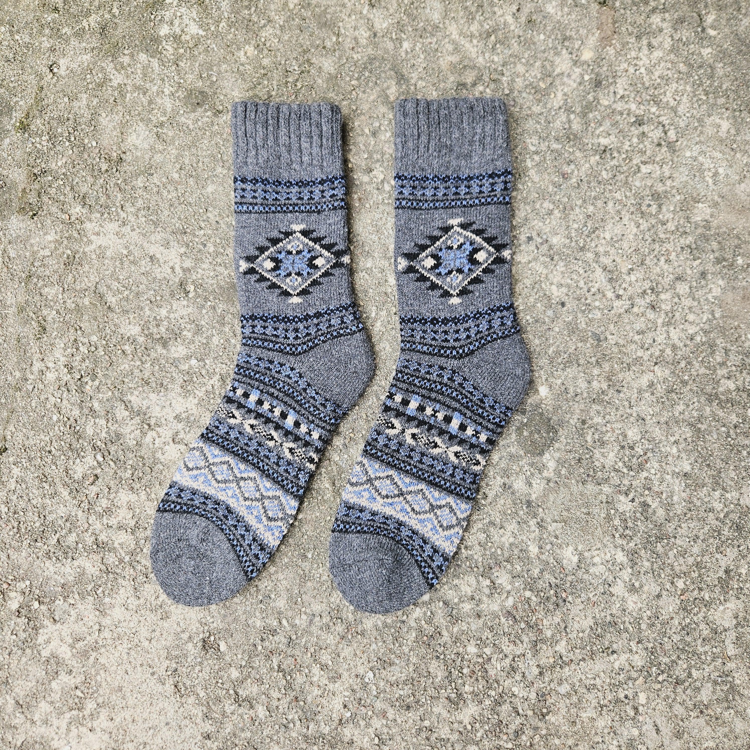 ALPACA WOOL Socks Nordic Ethno gray navy brown black - Size EUR 39 - 42 43 - 46  ankle socks for men women Unisex Survival Alpaca socks