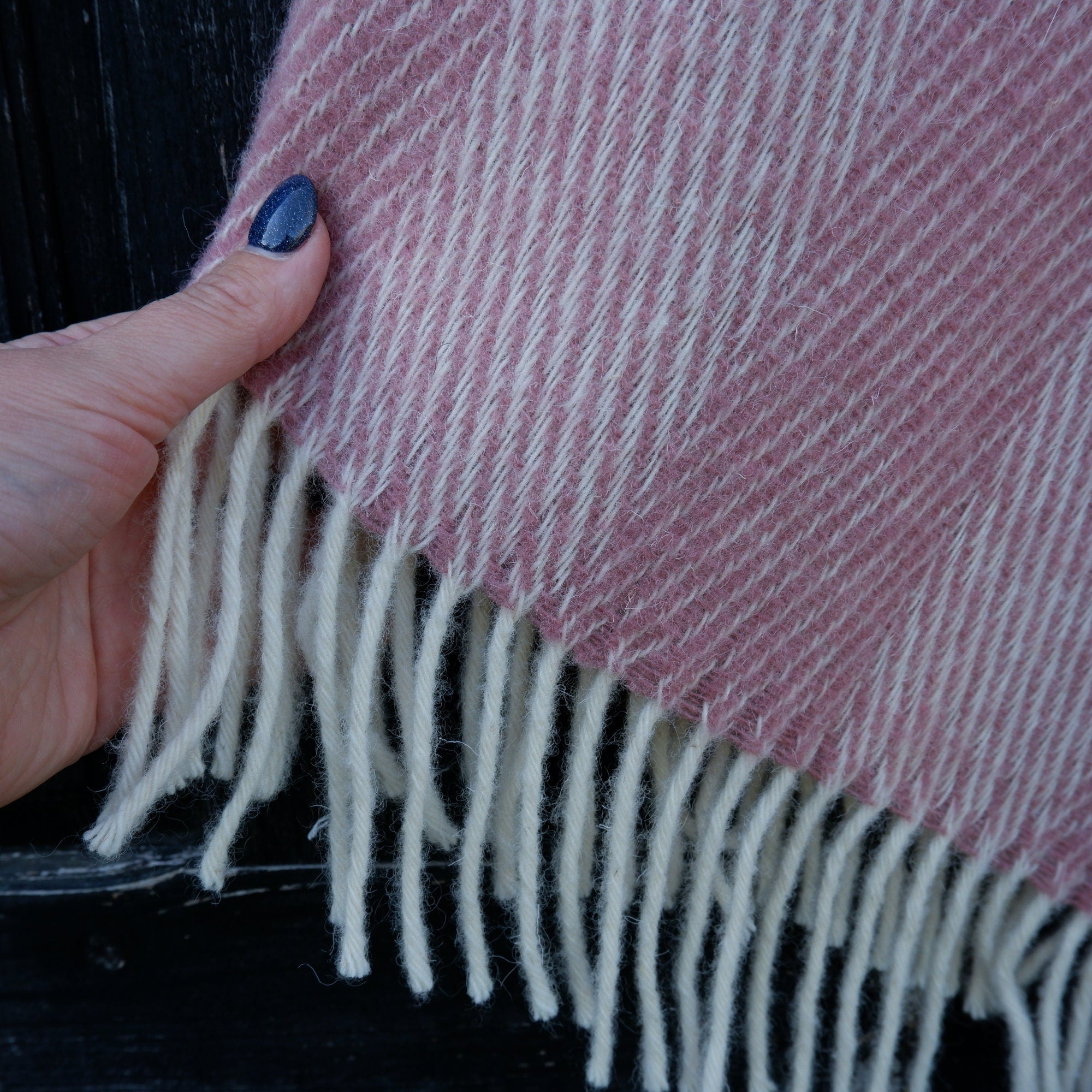 Pink Wool Poncho - Hooded Wool Blanket Cape With Fringes, Comfortable Outdoor Wear