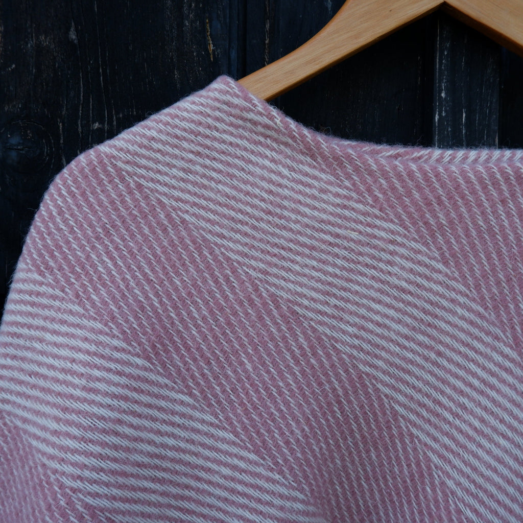 Pink Wool Poncho - Hooded Wool Blanket Cape With Fringes, Comfortable Outdoor Wear