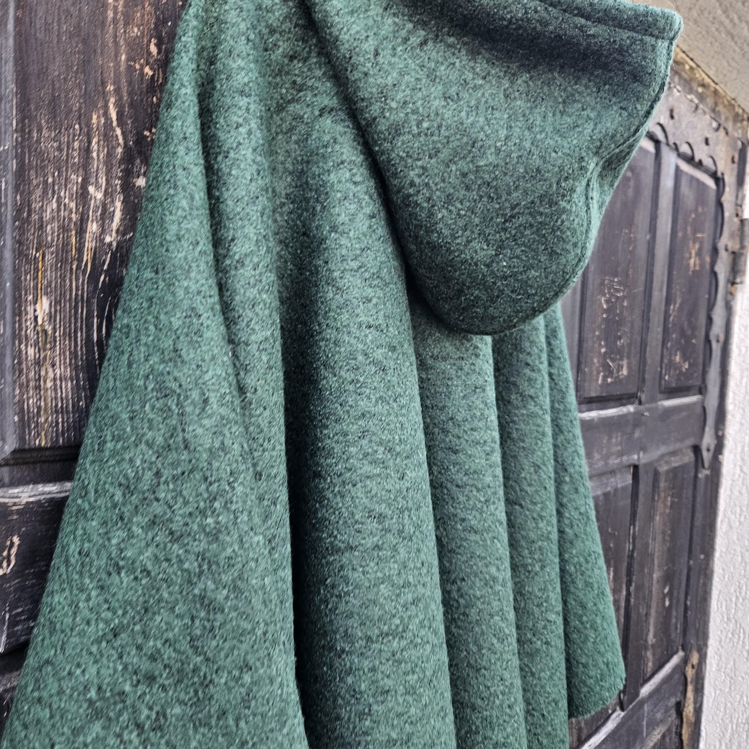 Wool Poncho – Comfortable Unisex Ruana Cape | Green Wool Blanket Shawl, Hooded or Without Hood