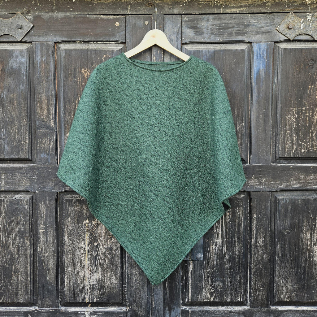 Wool Blanket Poncho - Hooded Wool Cape Grey Ruana with Fringed Shawl for Outdoor