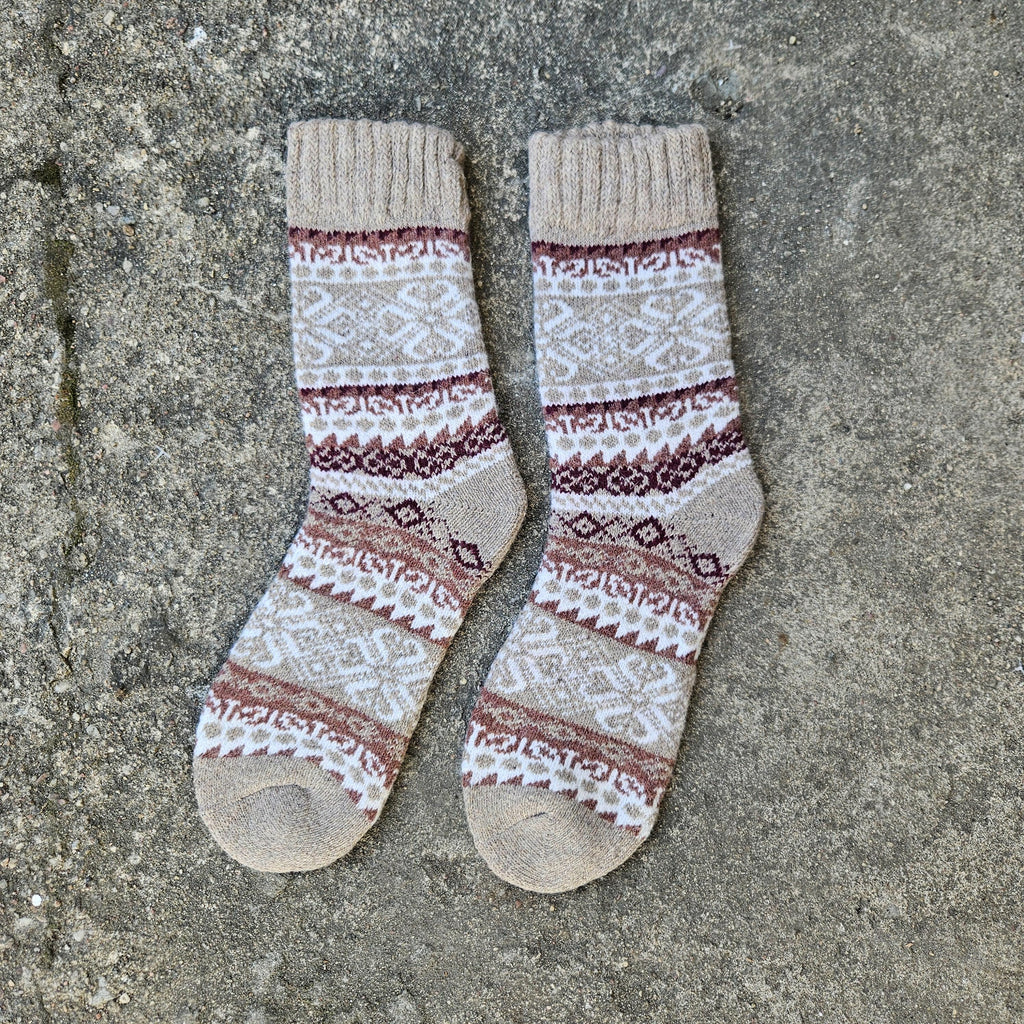 Alpaca Wool Socks – Warm Nordic Dalarna Style Ankle Socks for Men & Women