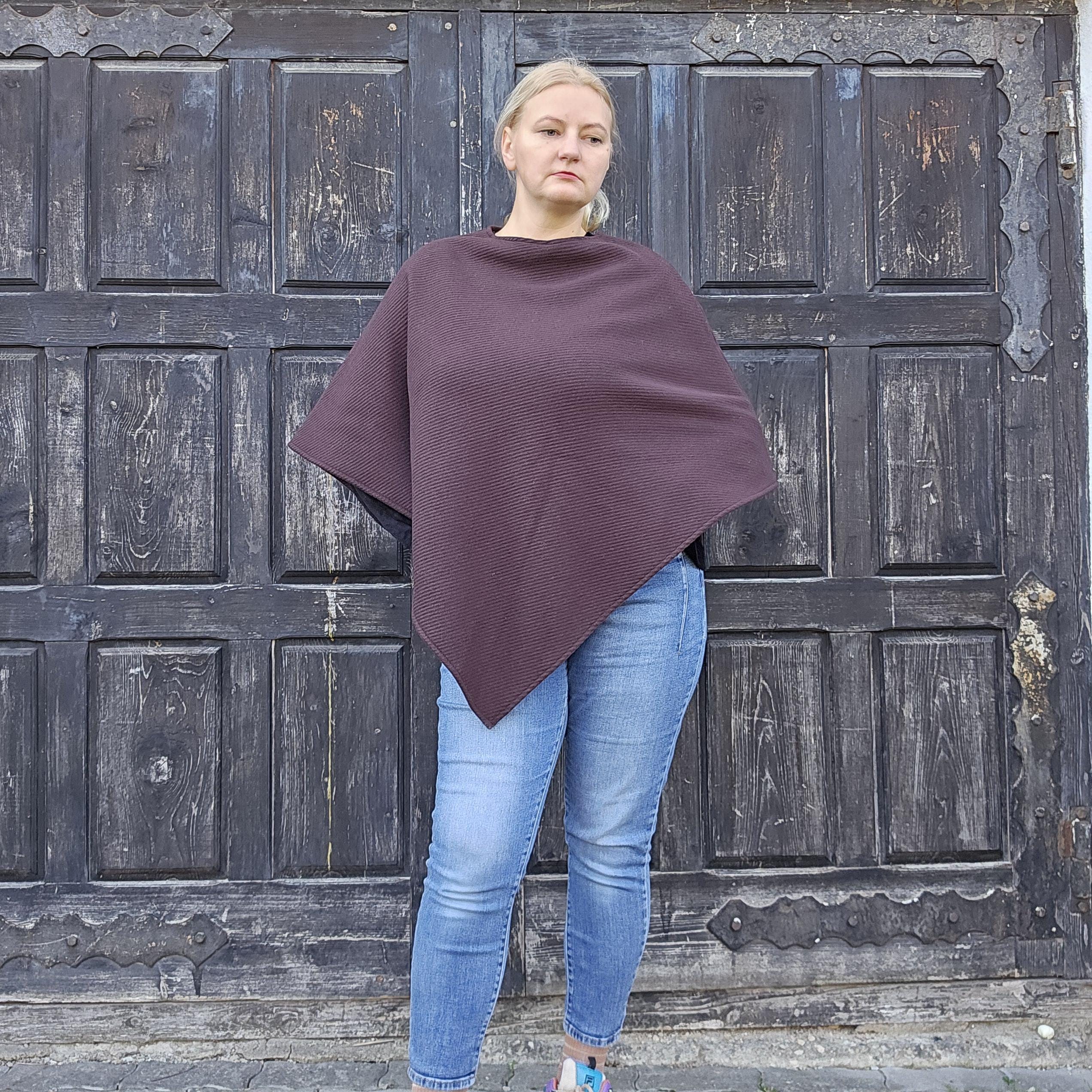 Wool Blanket Poncho - Soft Brown Wool Cape | Comfortable Unisex Hooded Shawl