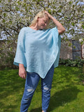Linen poncho cape shawl in pale blue , Lightweight gauze poncho in flax summer vacation outfit linen cover up poncho Women mom gift IN2NORD