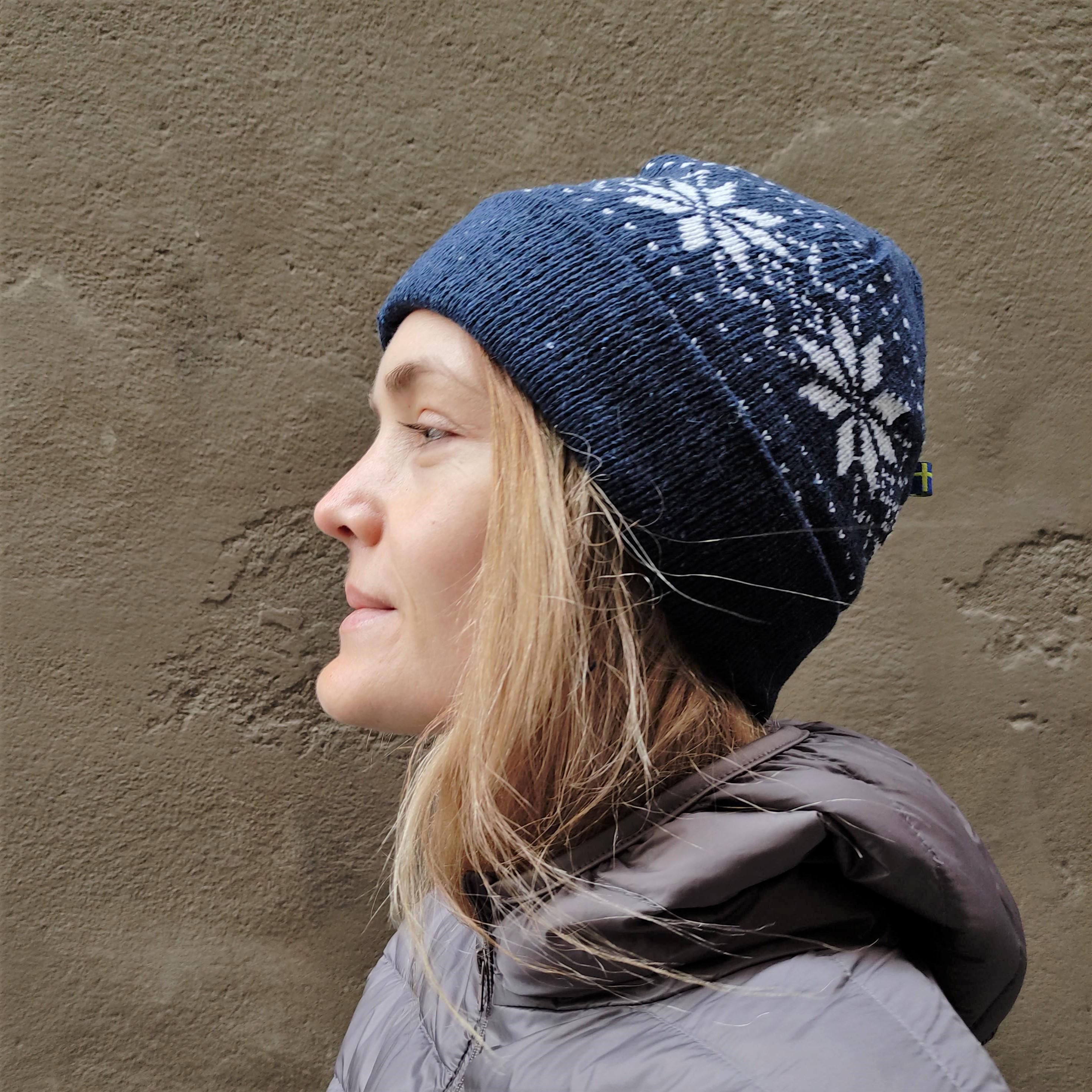 Nordic Wool Hat – Fleece Lined Fair Isle Pattern Beanie for Scandinavian Winter