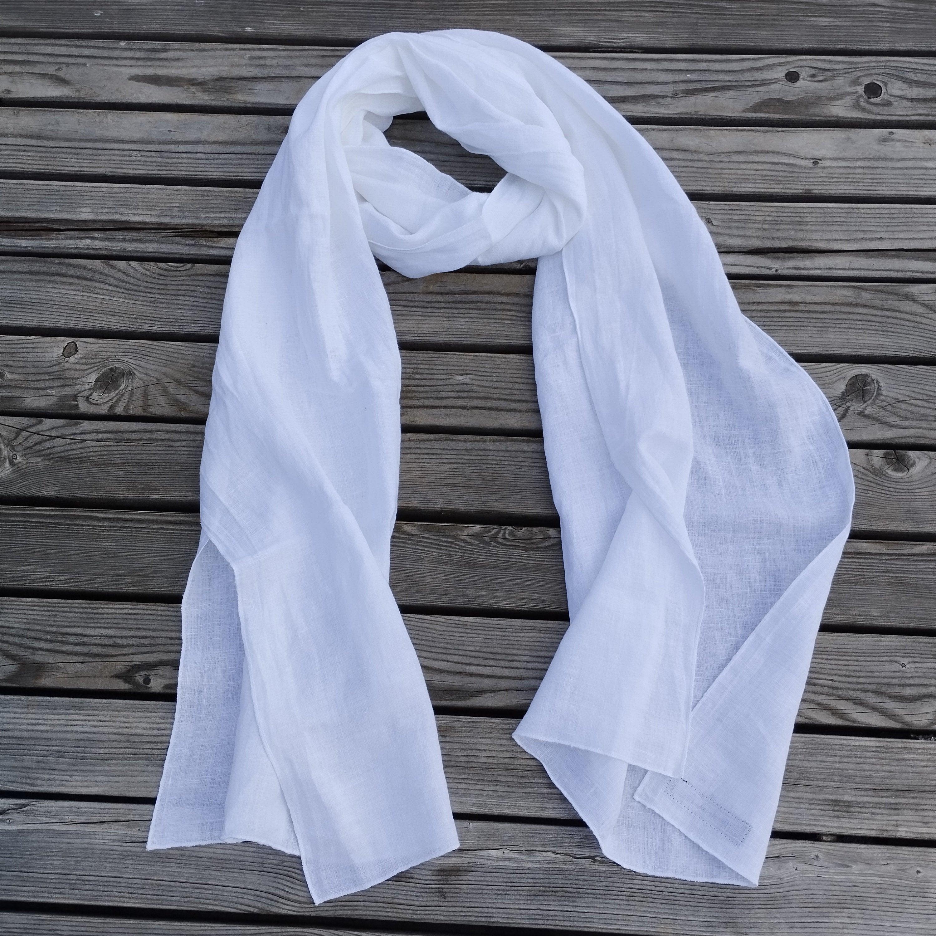Linen Scarf - Soft Breathable Flax Scarf | Large, Skinny Sheer Gauze Shawl
