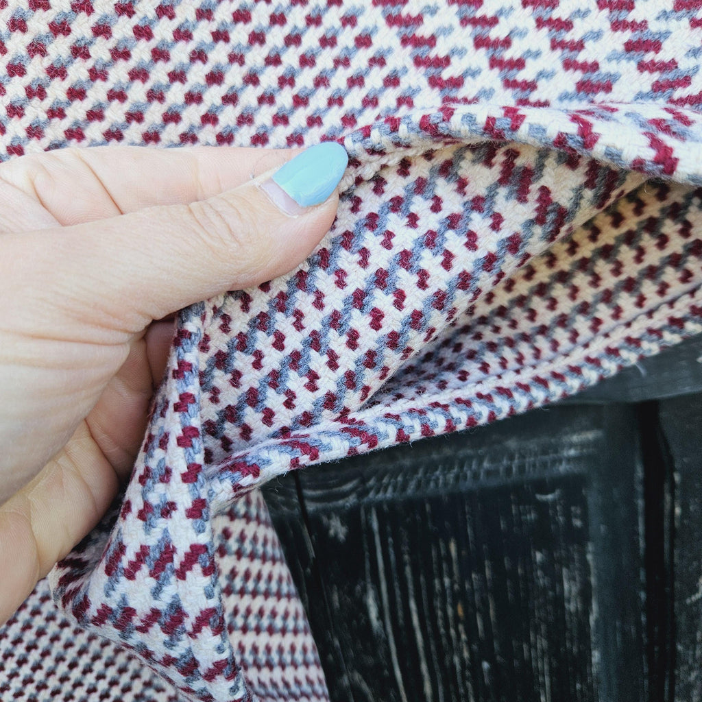 Wool Blanket Poncho - Hooded Checked Wool Ruana, Comfortable Outdoor Cape