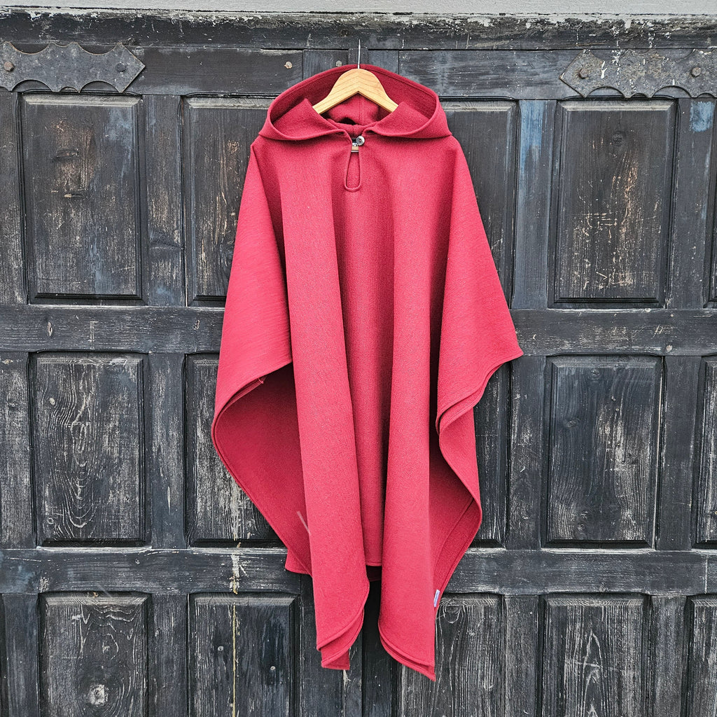 Wool Poncho - Unisex Ruana Cape With Hood | Purple Wool Blanket Poncho