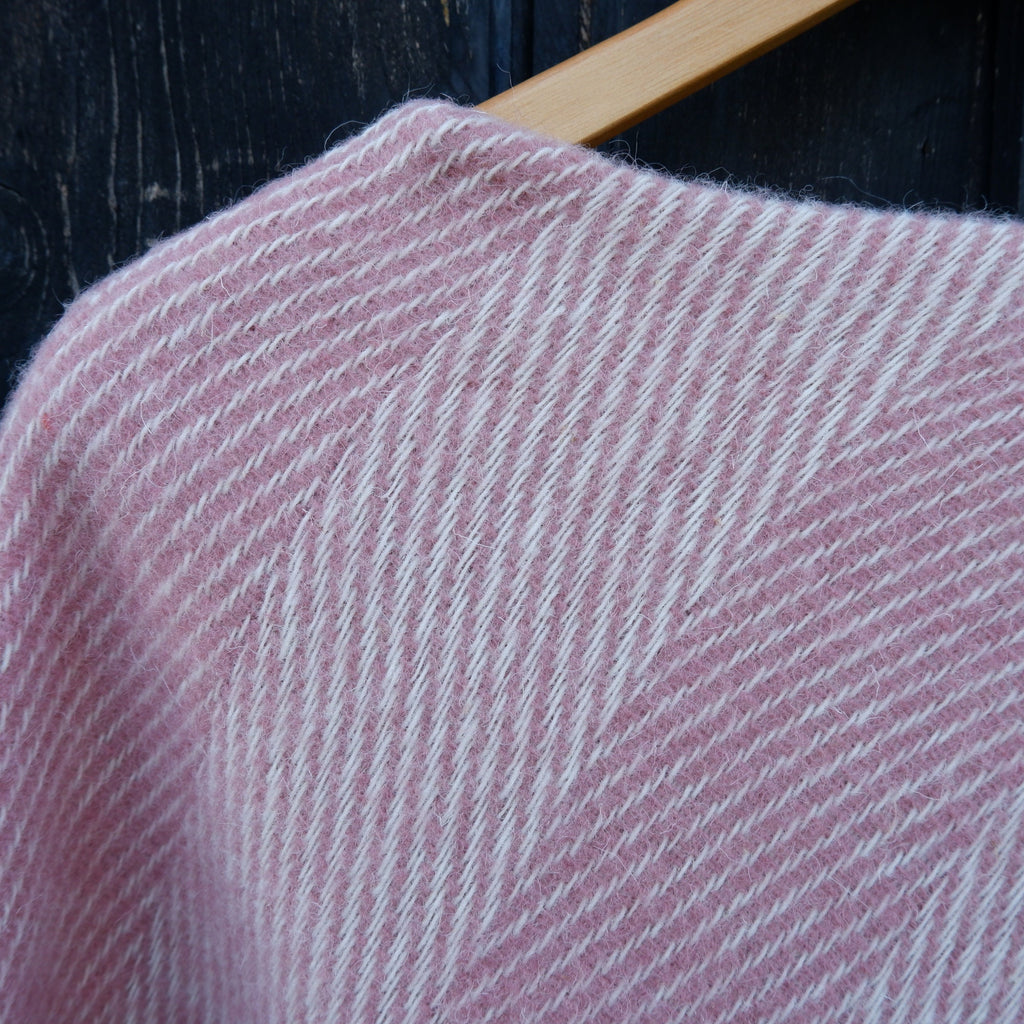 Pink Wool Poncho - Hooded Wool Cape Blanket With Fringes | Cozy Outdoor Layering