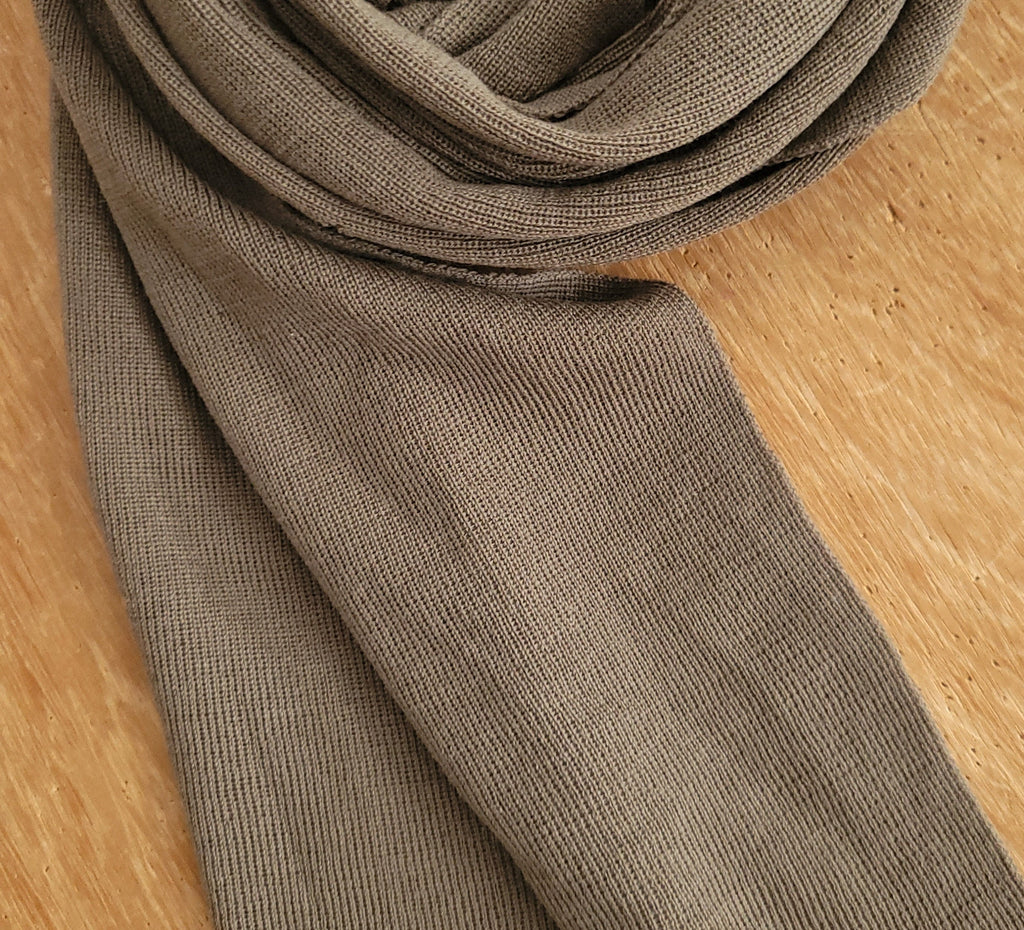 Merino Wool Scarf - Lightweight Dark Sand, Soft Thermal Wrap, Machine Washable