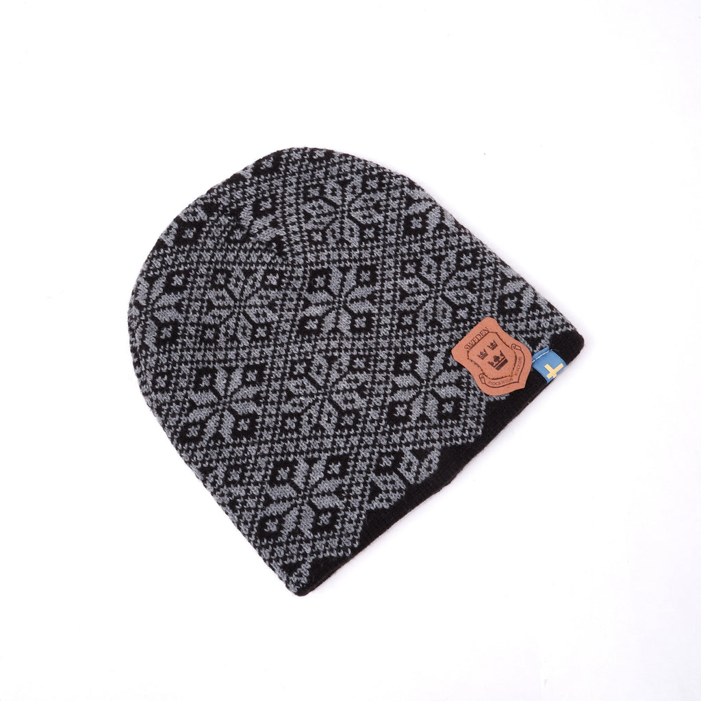 Knitted Wool Hat - Unisex Winter Beanie With Snowflake Pattern | Warm Soft Merino Wool