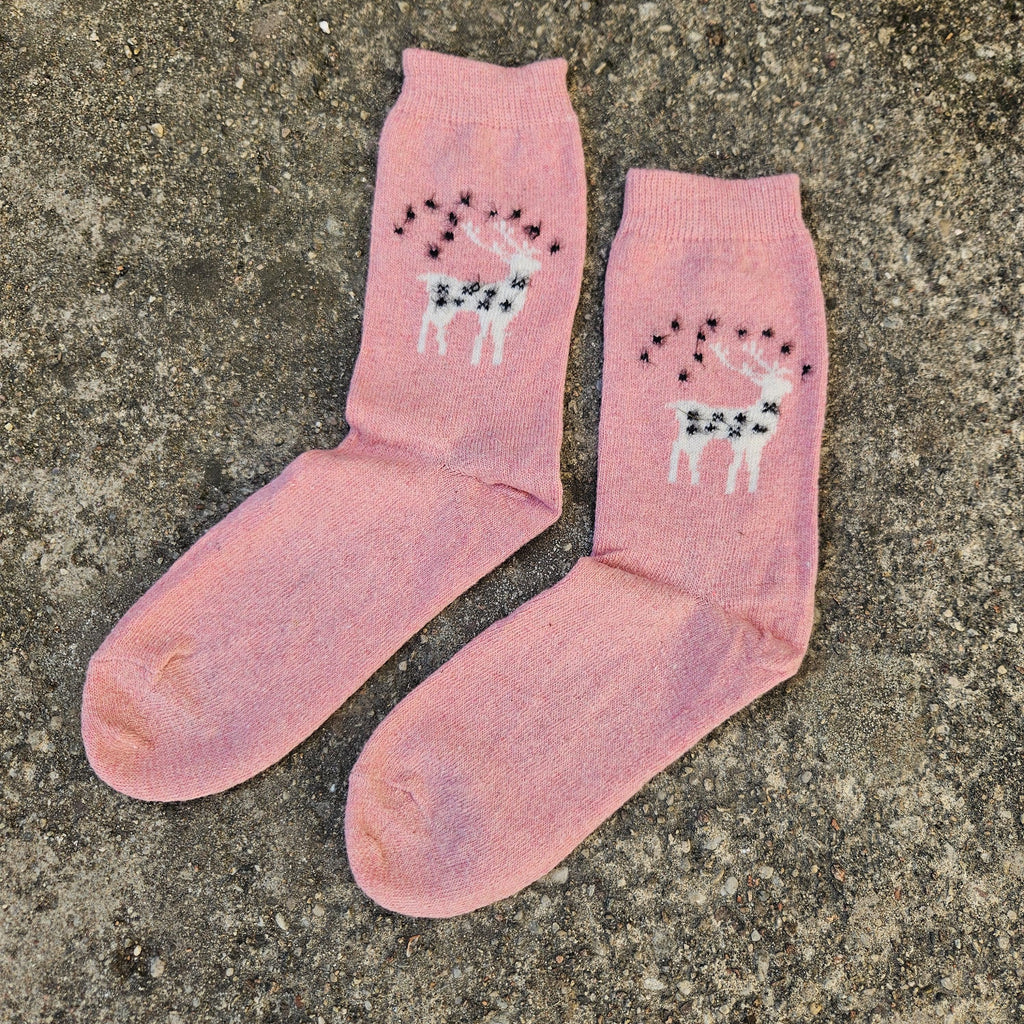 Thin Merino Wool Socks – Nordic Warm Cozy Reindeer Socks | Size EUR 35-42