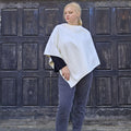 Wool blanket poncho cape hooded in WHITE lambswool ladies poncho cape with or without hood Wool blanket poncho cape