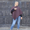 Wool blanket poncho in brown - Kiruna - hooded cape ruana  -  Comfortable wool cape with or without hood for outdoor - In2Nord