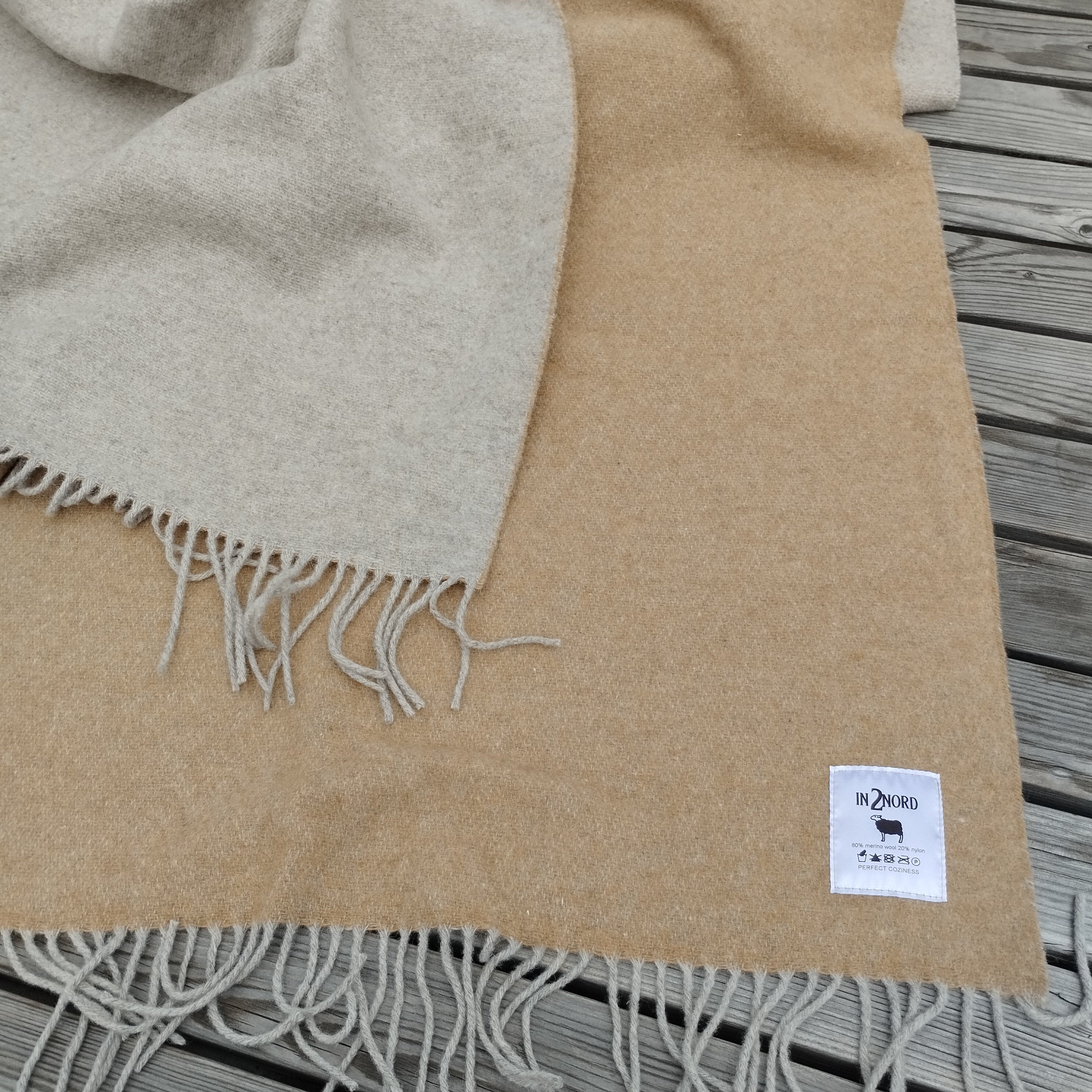 Merino Wool Throw - Reversible Wool Blanket | Soft Warm Bedspread for Cozy Home