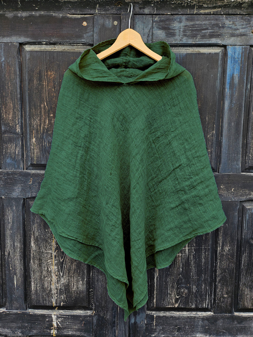 green linen poncho cape jacket hooded or without hoot for women mother gift wife gift summer vacation outfit