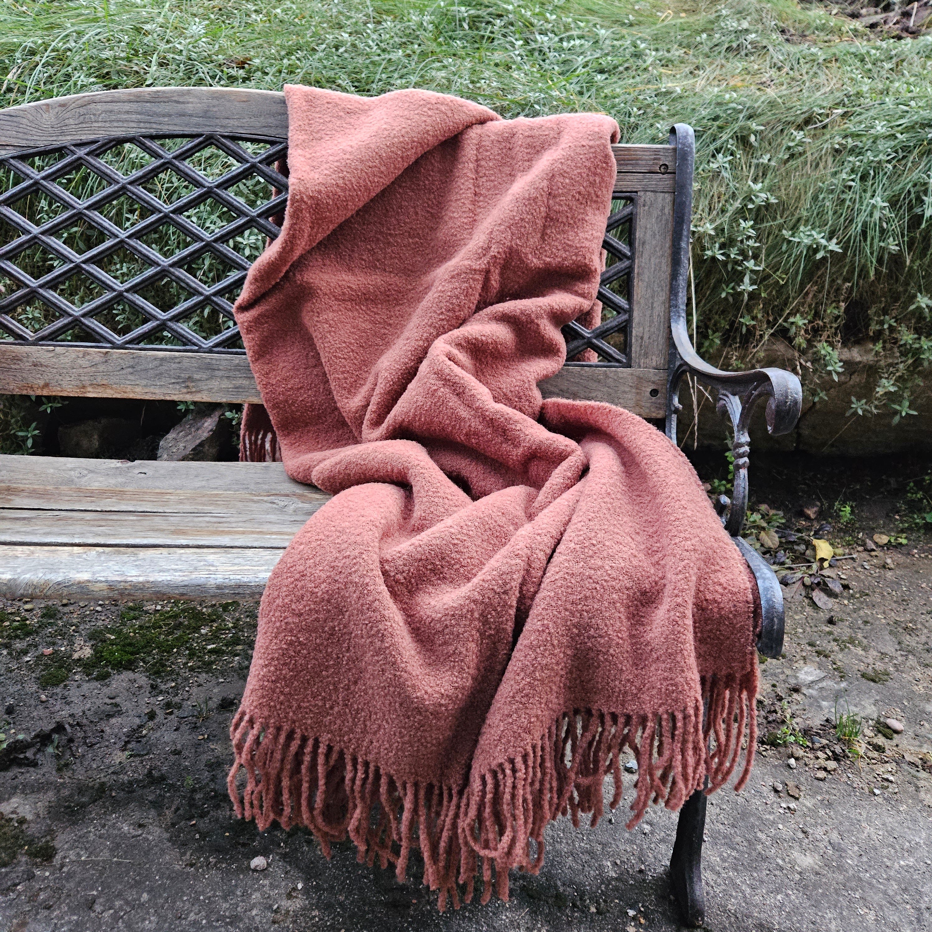 Teddy Wool Blanket – Natural Wool Plaid With Fringed Edge | Cozy Hygge Decor