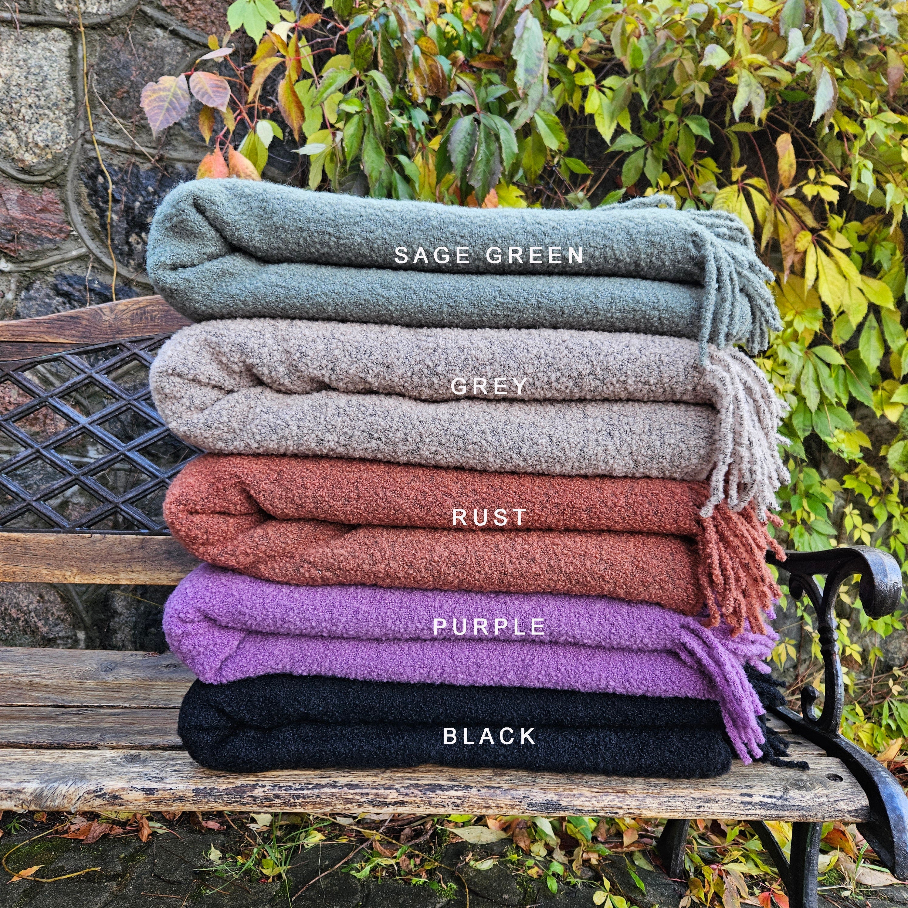 Wool Blanket Poncho Kiruna – Hooded Wool Cape with Fringes | Cozy Outdoor Wrap