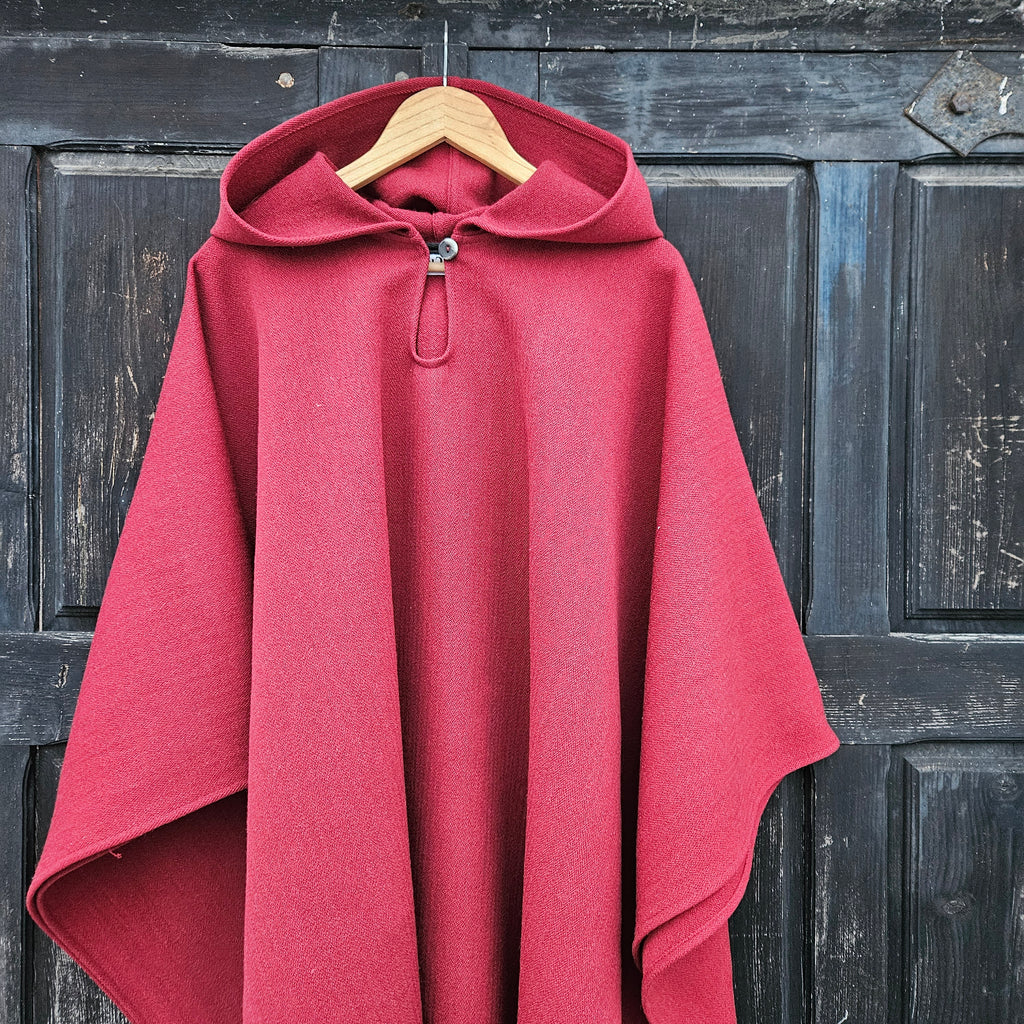 Wool Poncho - Unisex Ruana Cape | Grey Wool Blanket Hooded Shawl Cloak