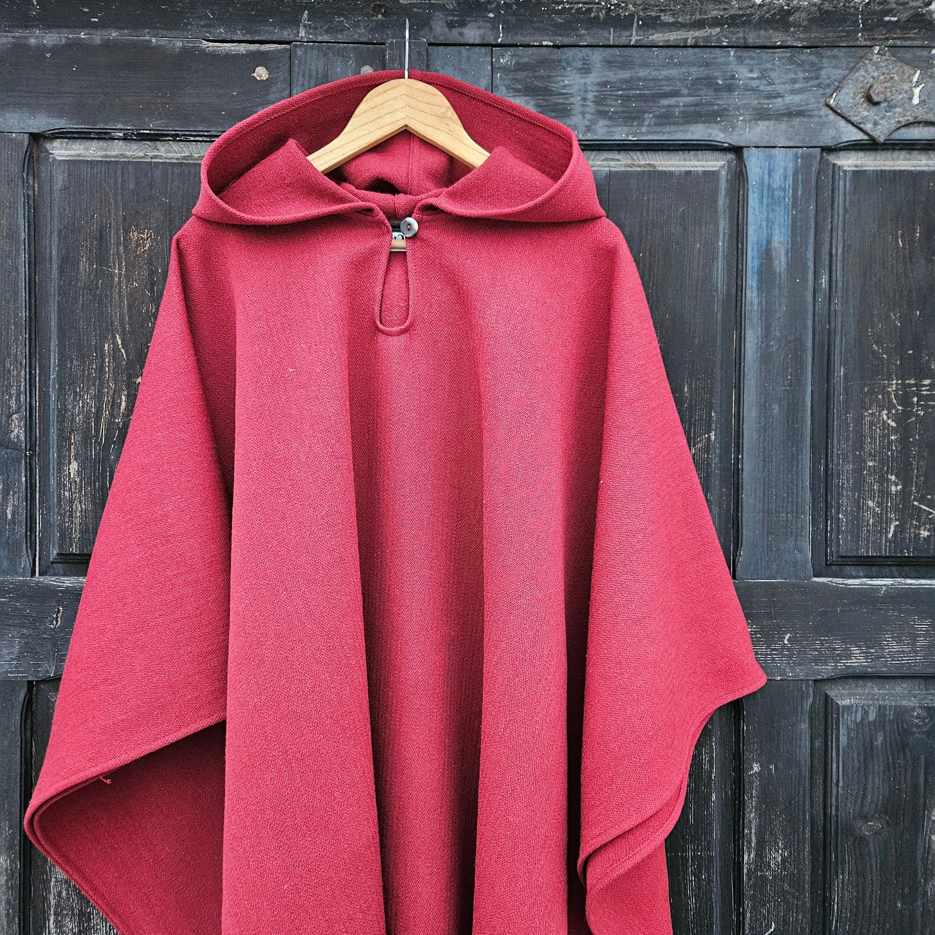 Wool Poncho - Unisex Ruana Cape | Grey Wool Blanket Hooded Shawl Cloak