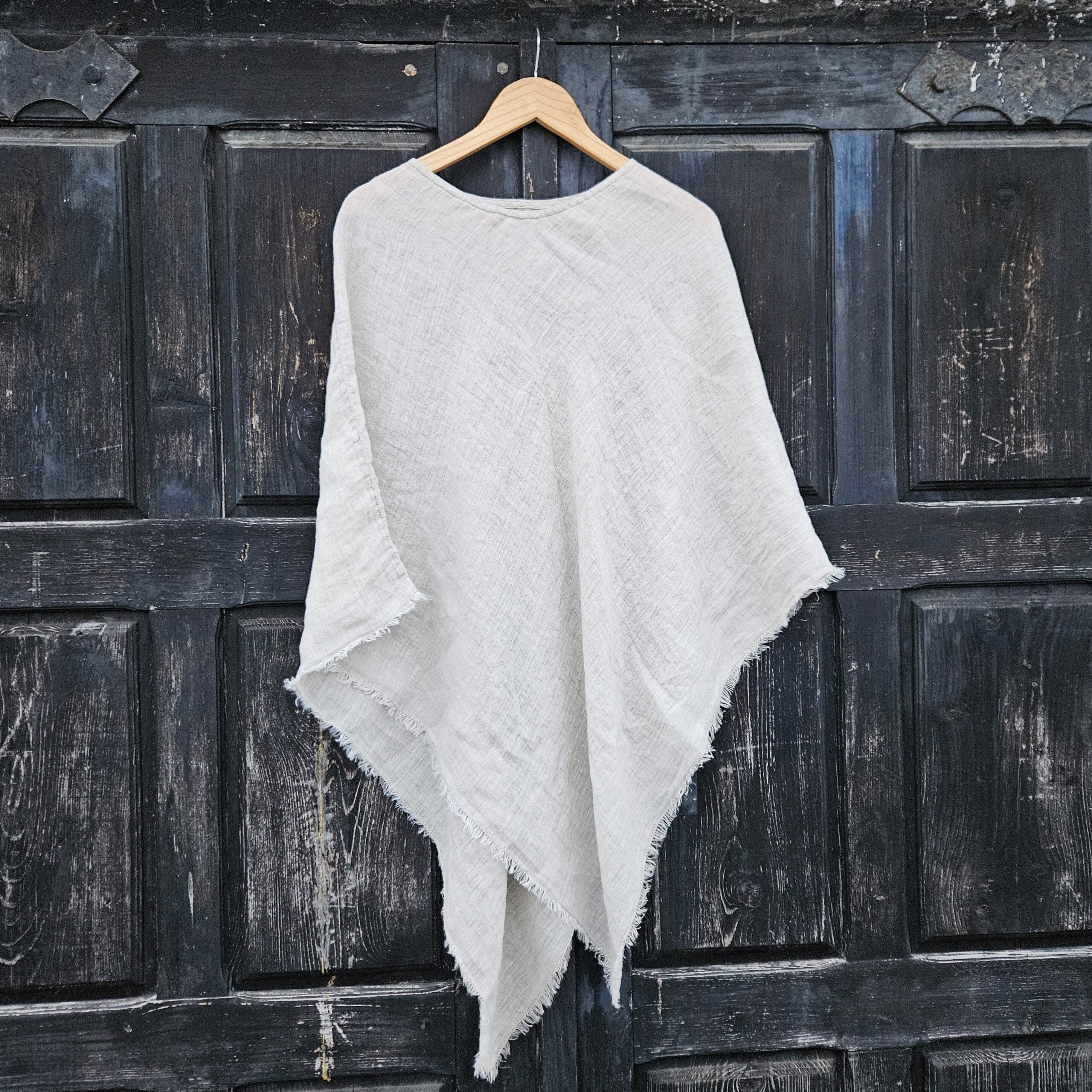 Linen poncho cape shawl VISBY - Unisex ruana cape cloak shawl Women, mom gift , flax  Gauze sheer Cover Up, Summer Vacation Outfit one size