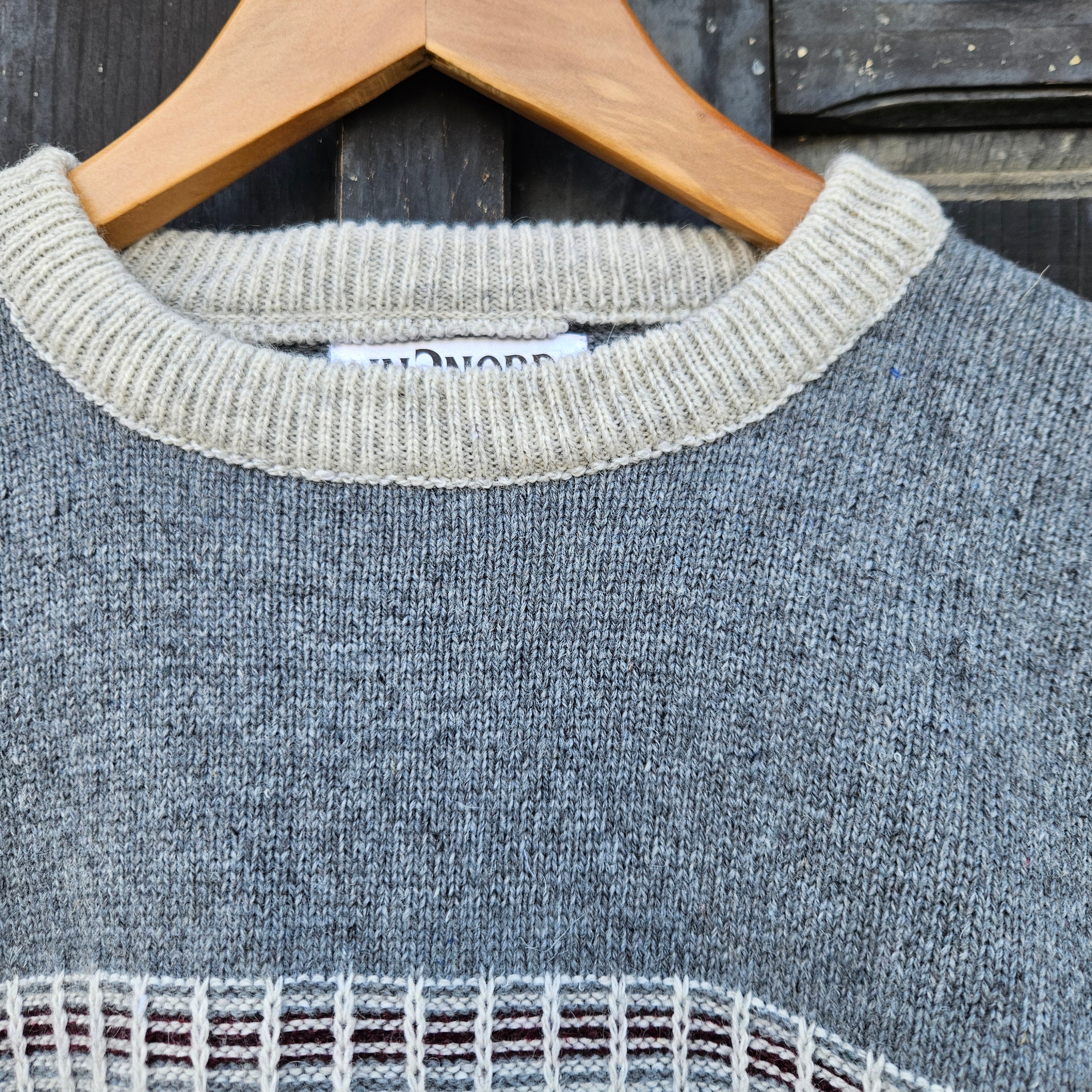 Merino Wool Sweater - Men's Scandinavian Knit Cardigan, Soft Cozy Pullover Grey