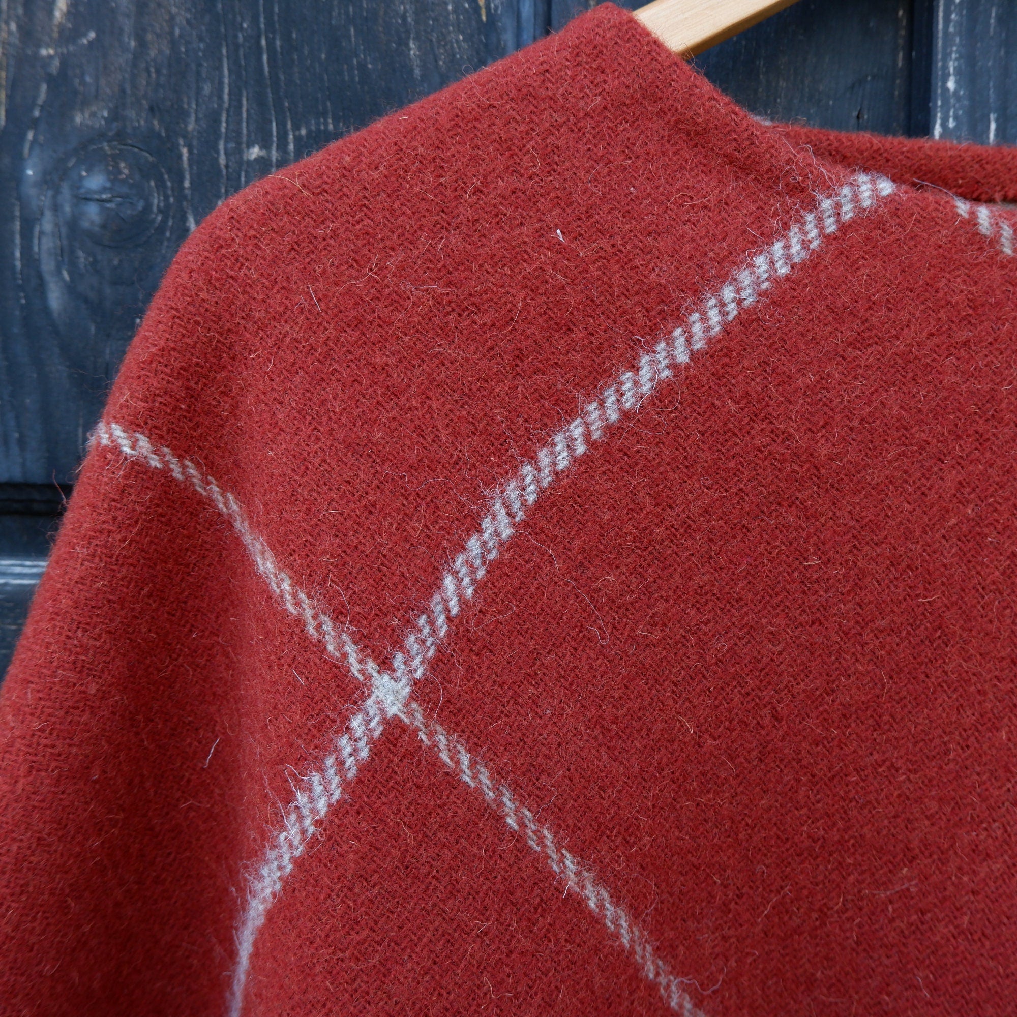 Red Wool Poncho - Hooded Wool Ruana Cape With Fringes | Cozy Outdoor Wrap