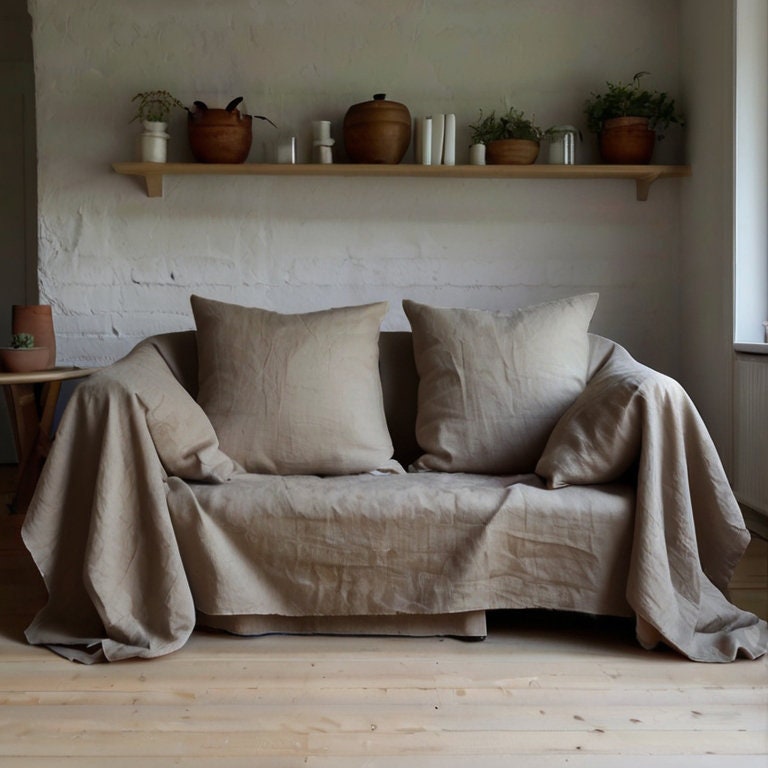 Pillowcase in heavy linen, Stone Washed Sham Pillow Case Cover. Cushion cover custom Standard Queen King Euro Natural Organic brown beige