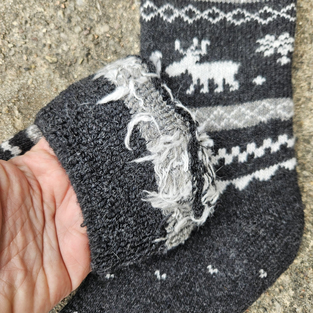 Alpaca Wool Socks – Thick Non Binding Diabetic Socks With Nordic Reindeer Design
