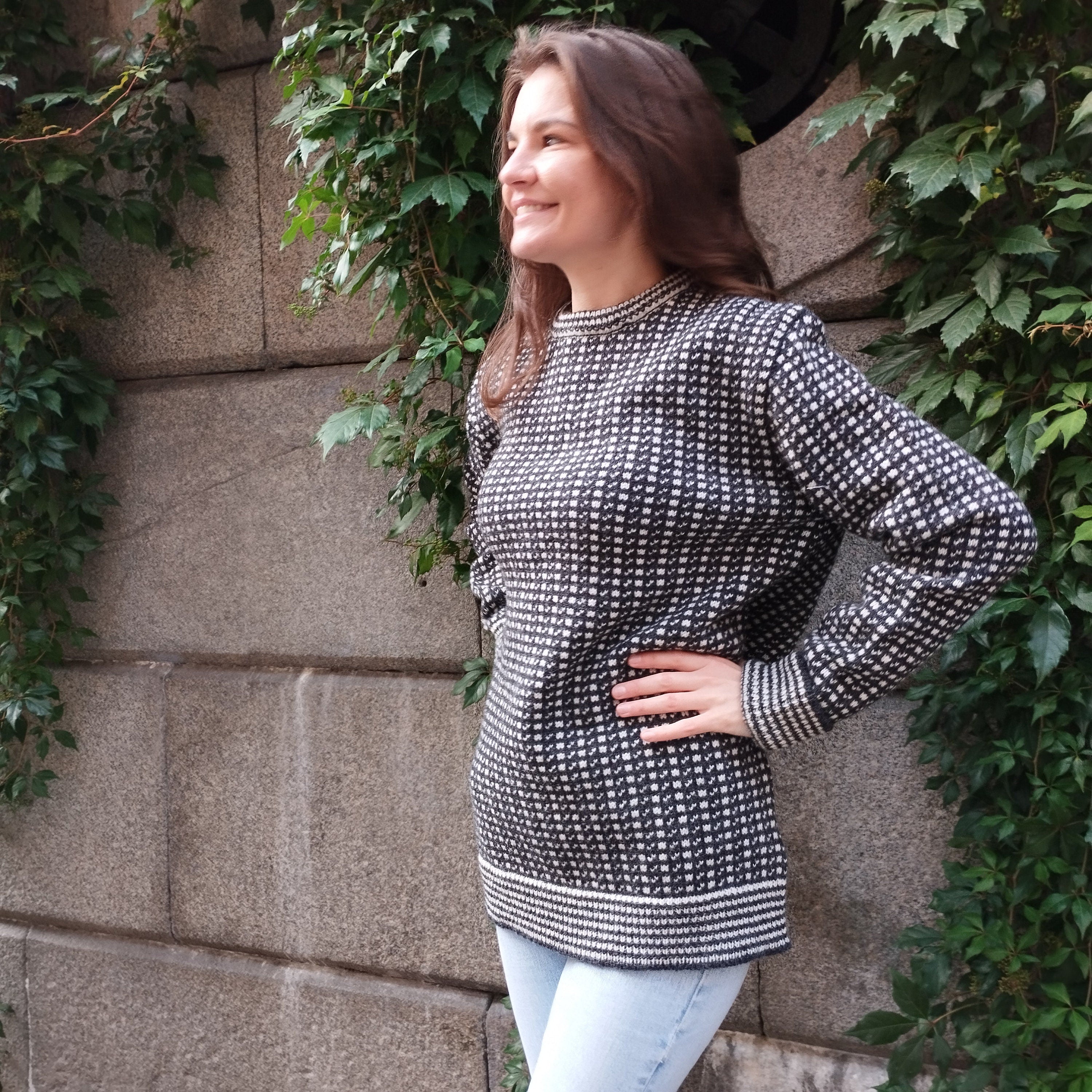 100% wool Swedish Fisherman Sweater: Unisex Winter Knit Pullover