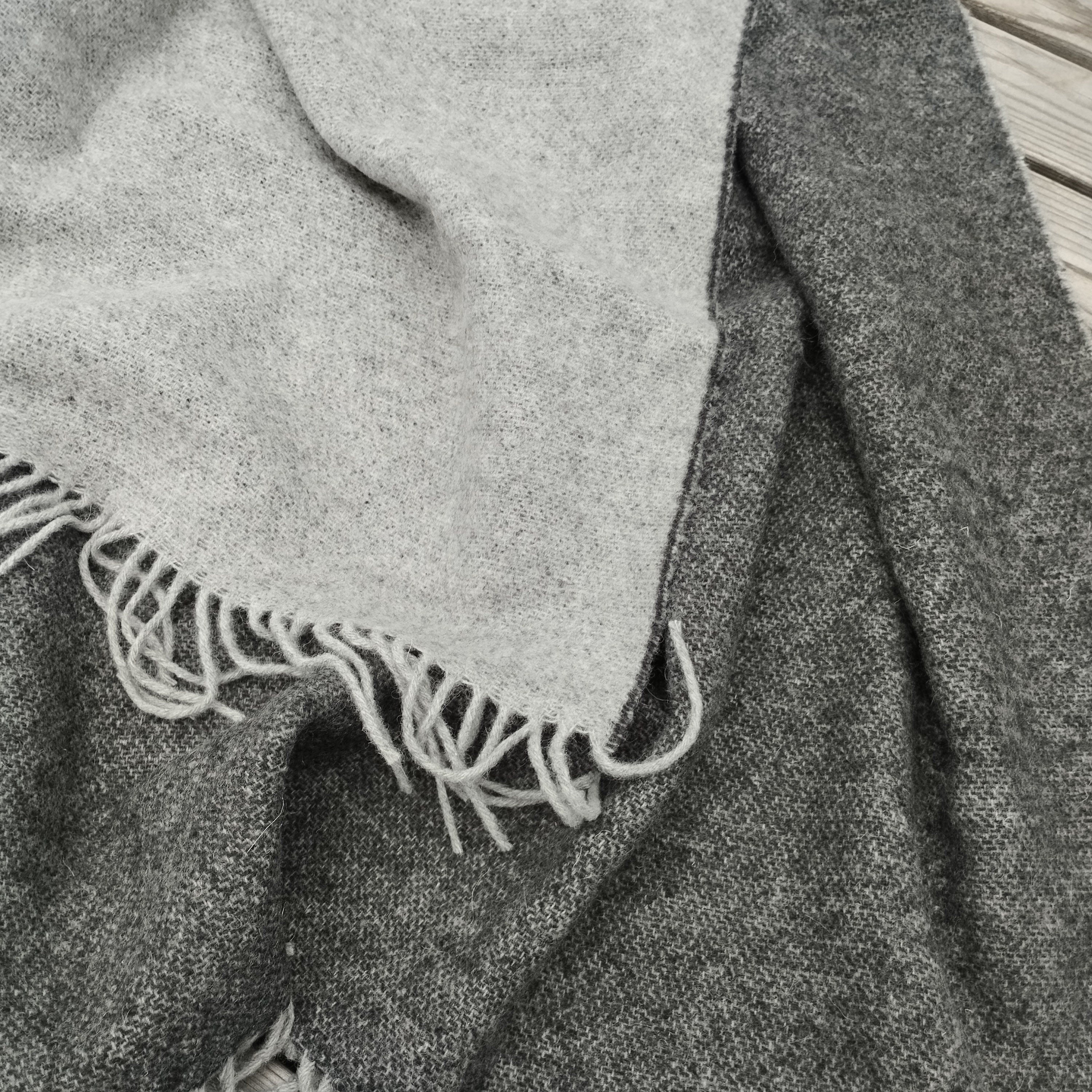 Merino Wool Throw – Reversible Soft Warm Wool Blanket | Scandinavian Hygge Plaid