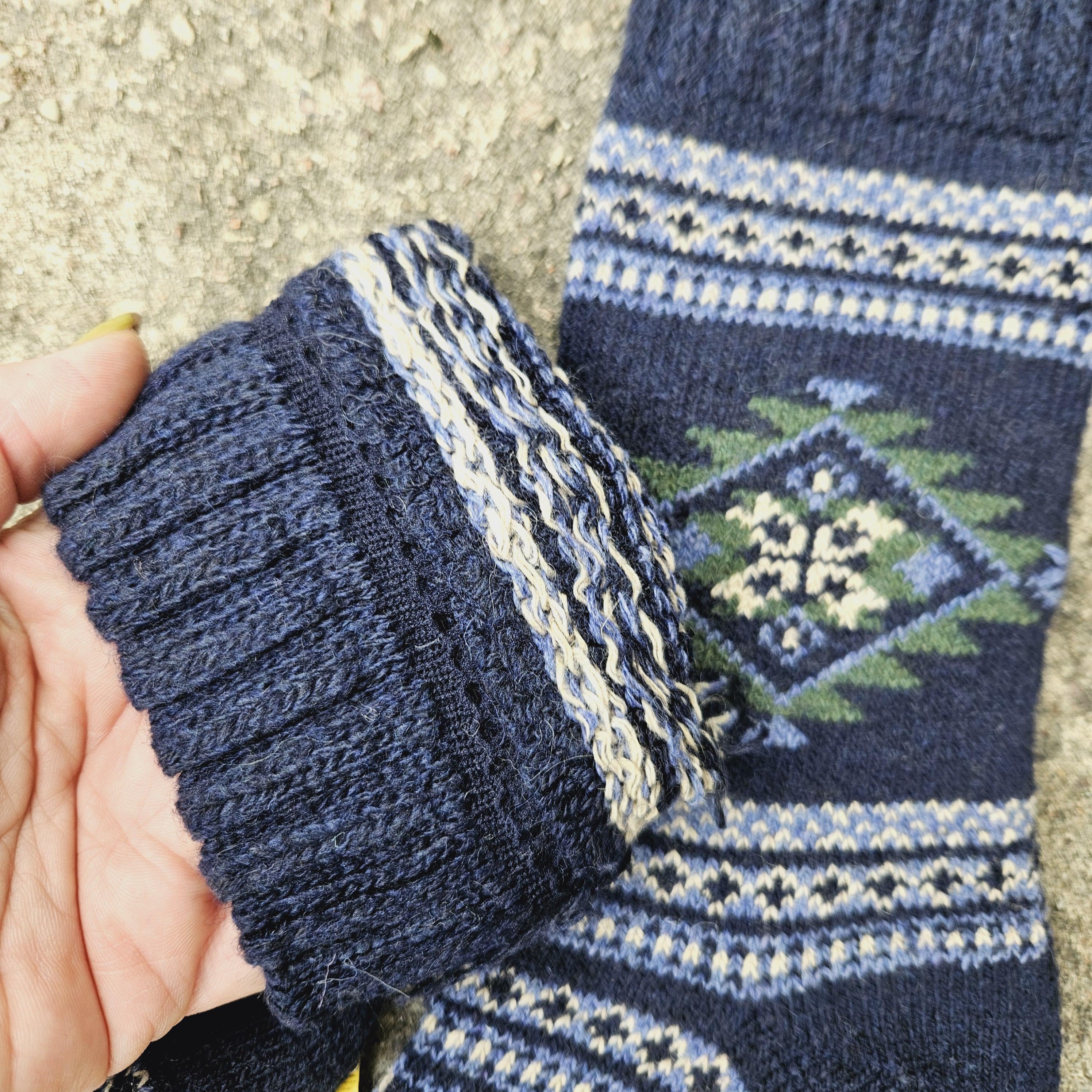 ALPACA WOOL Socks Nordic Ethno gray navy brown beige  - Size EUR 39 - 42 43 - 46  ankle socks for men women Unisex Survival Alpaca socks