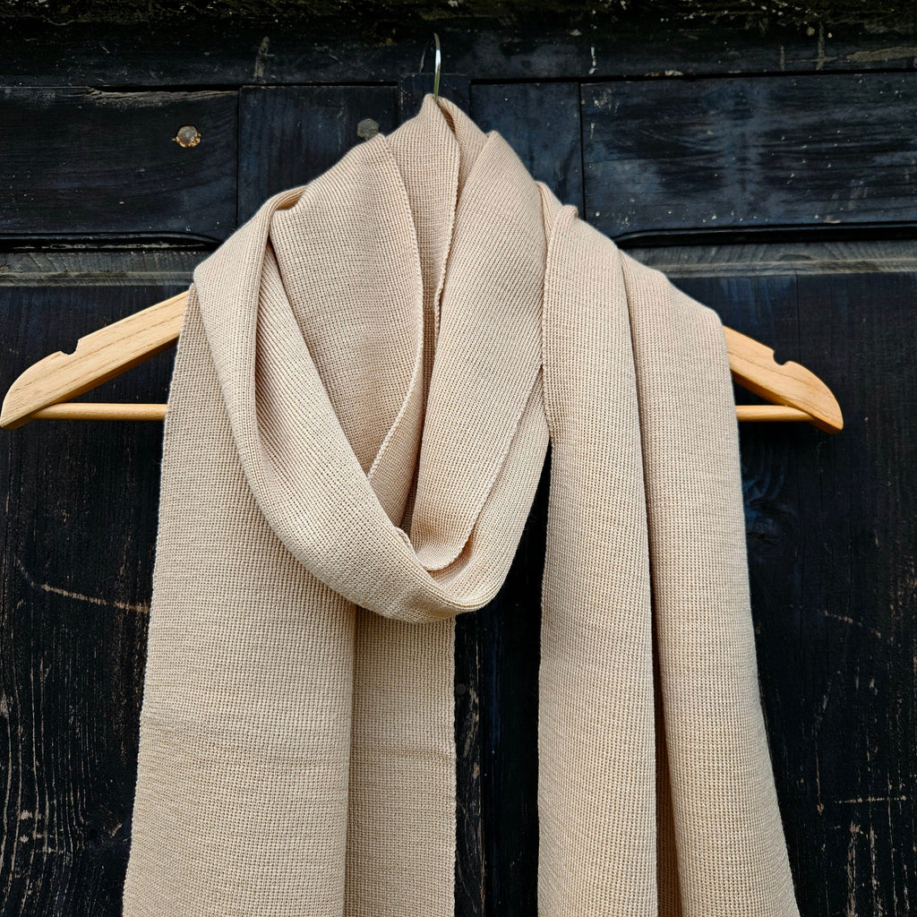 100% MERINO wool SCARF beige / Lightweight and Soft small wool scarf/ Washable Functional unisex neckwear/ Gift idea for men women