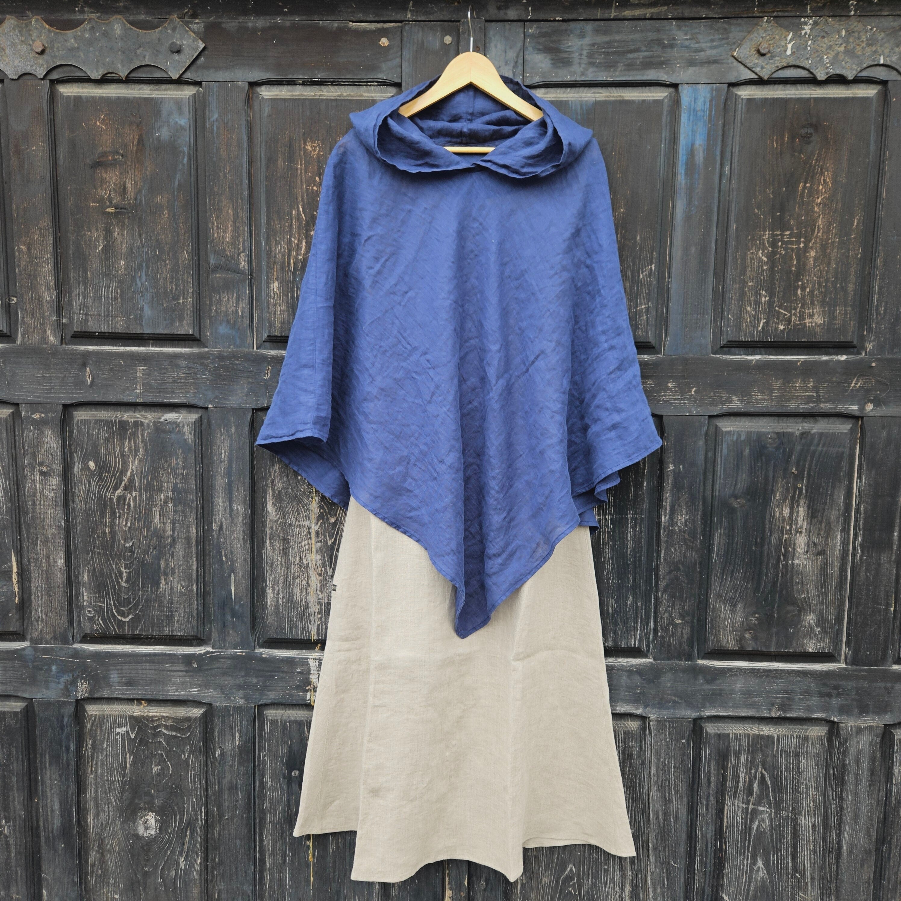 linen poncho cape with or without hood
