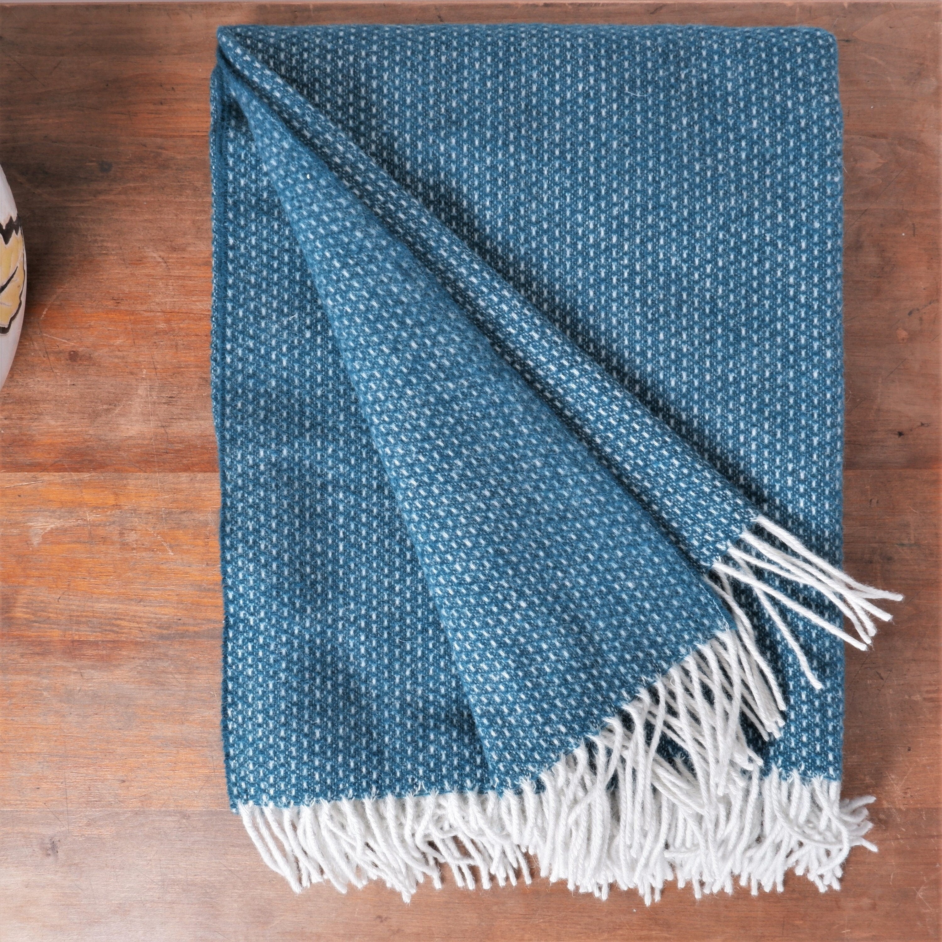 lake blue merino lambwool throw blanket for hygge home