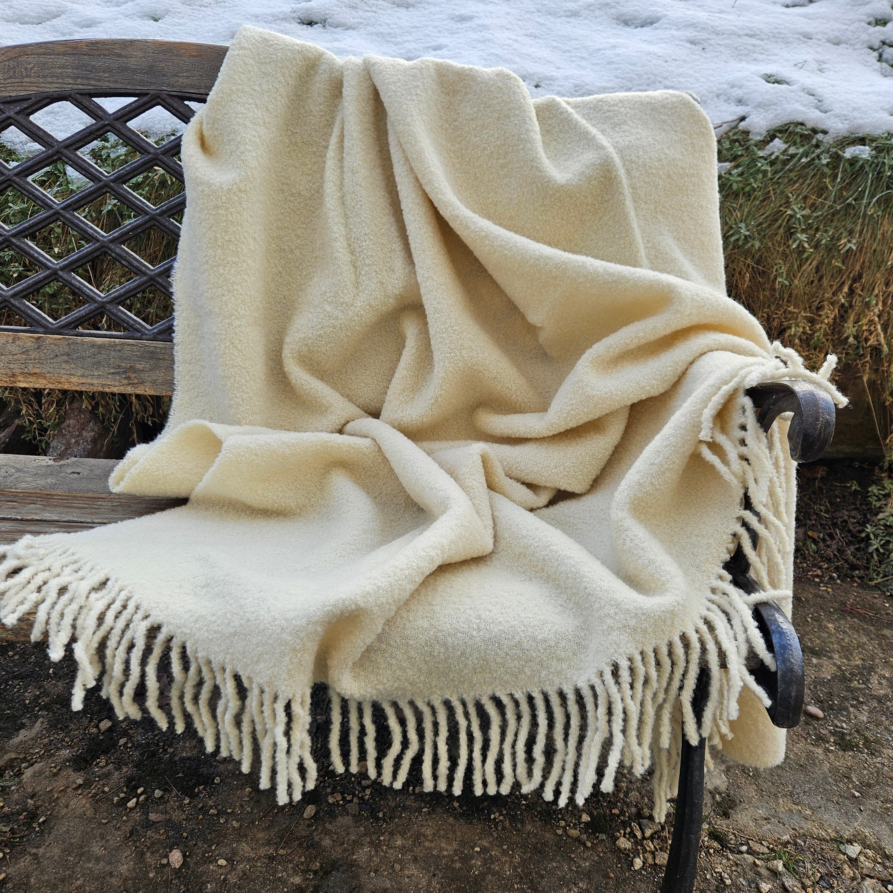 offwhite wool blanket for cozy Scandinavian home