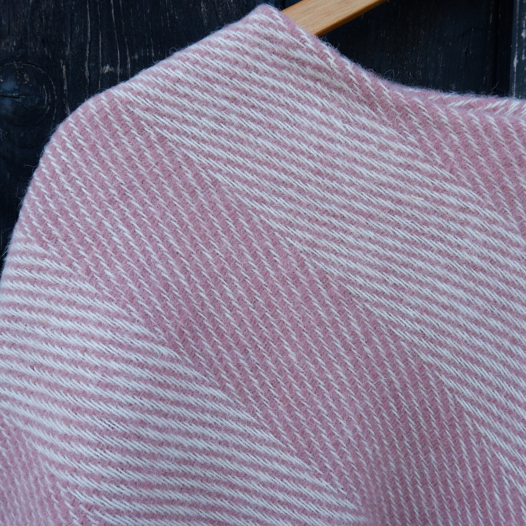 Pink Wool Poncho - Hooded Wool Blanket Cape With Fringes, Comfortable Outdoor Wear