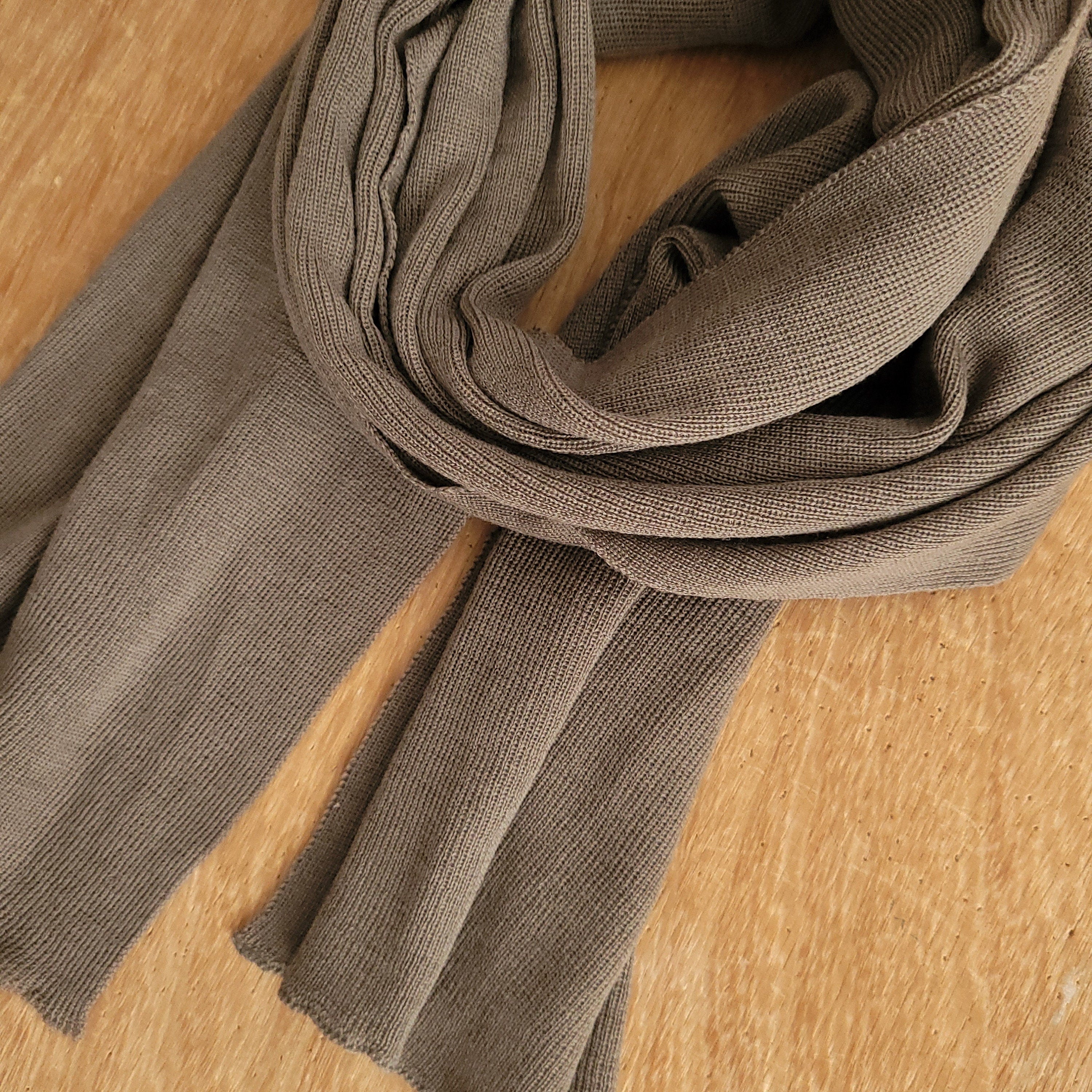 Merino Wool Scarf - Lightweight Dark Sand, Soft Thermal Wrap, Machine Washable